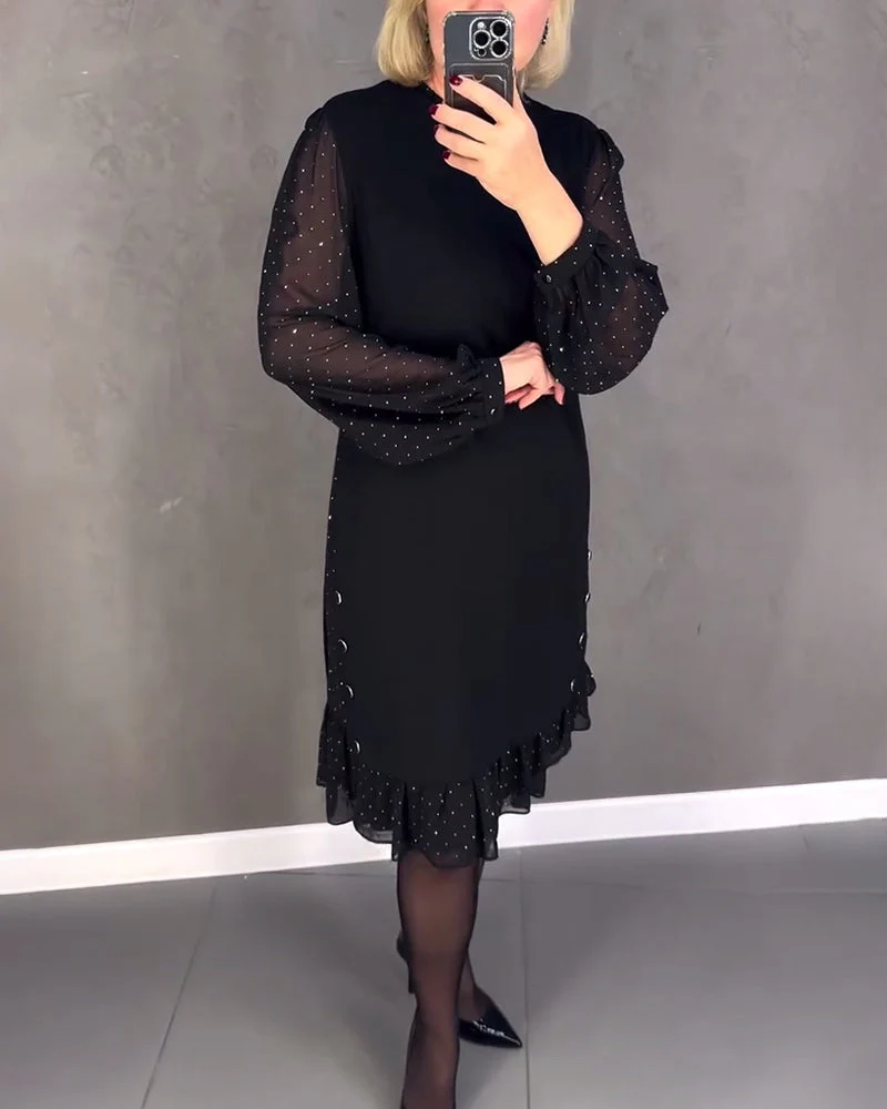 Langarmige elegante jurk met stippen - Image 6