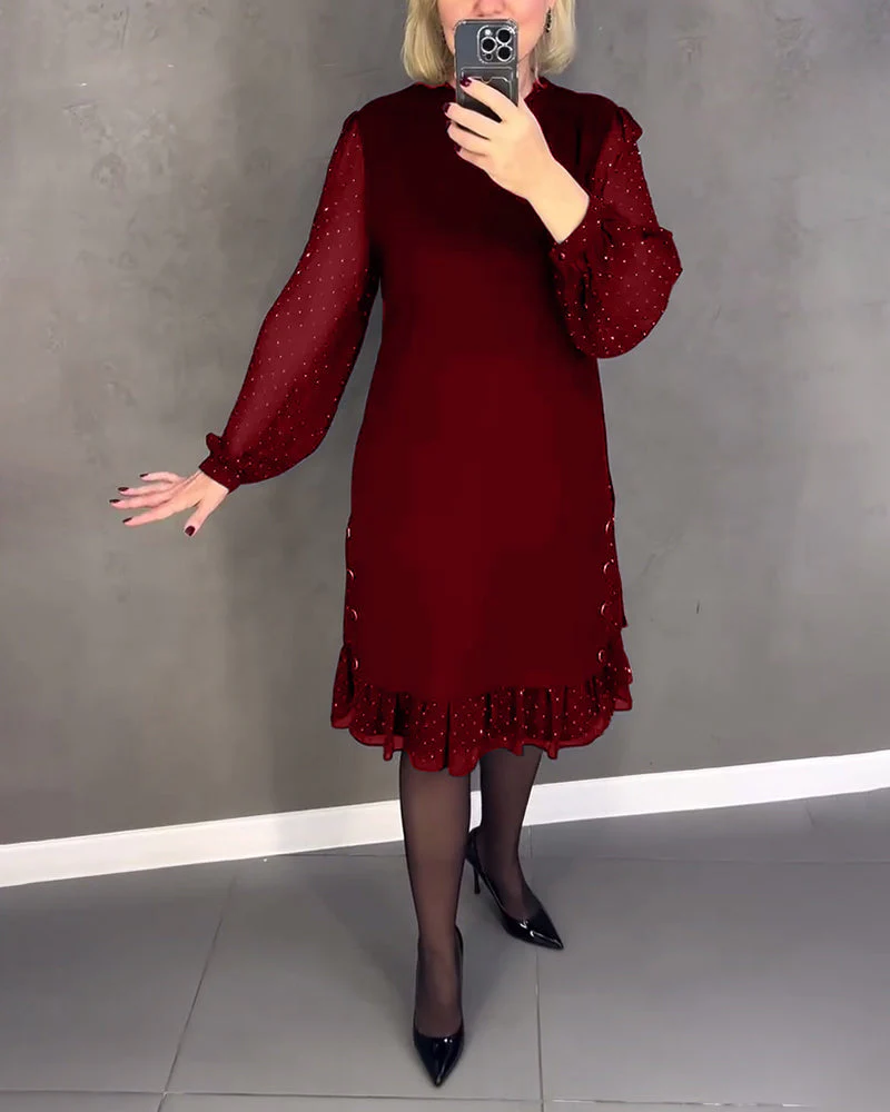 Langarmige elegante jurk met stippen - Image 8