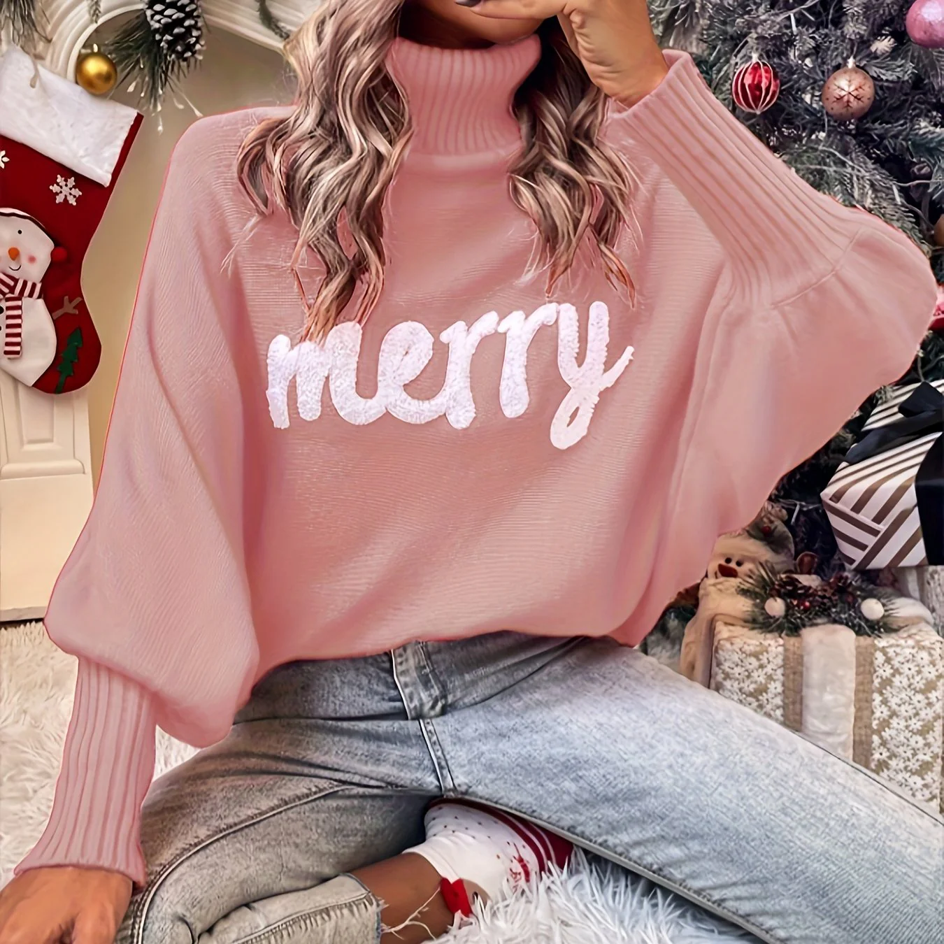 Elin | Vrolijke kersttruien met vleermuismouwen en elegante col voor dames - Image 13