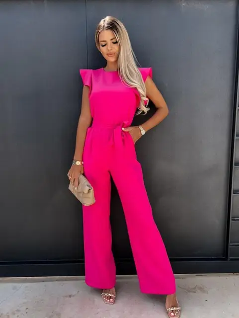 Eline | Jumpsuit met ruches mouwen en ceintuur - Image 8