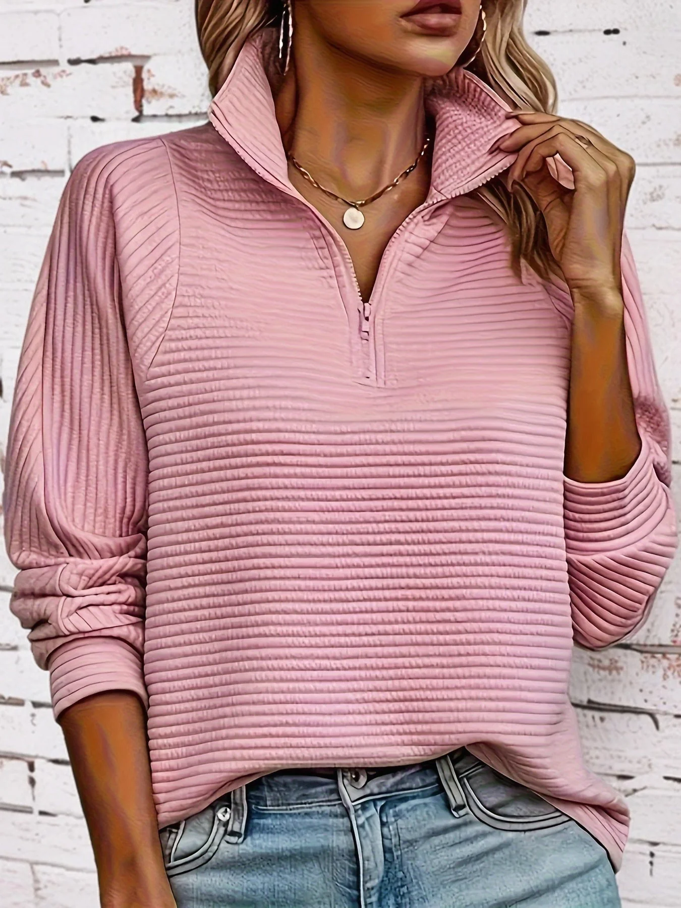 Elise | Casual sweatshirt met lange mouw en textuur - Image 17