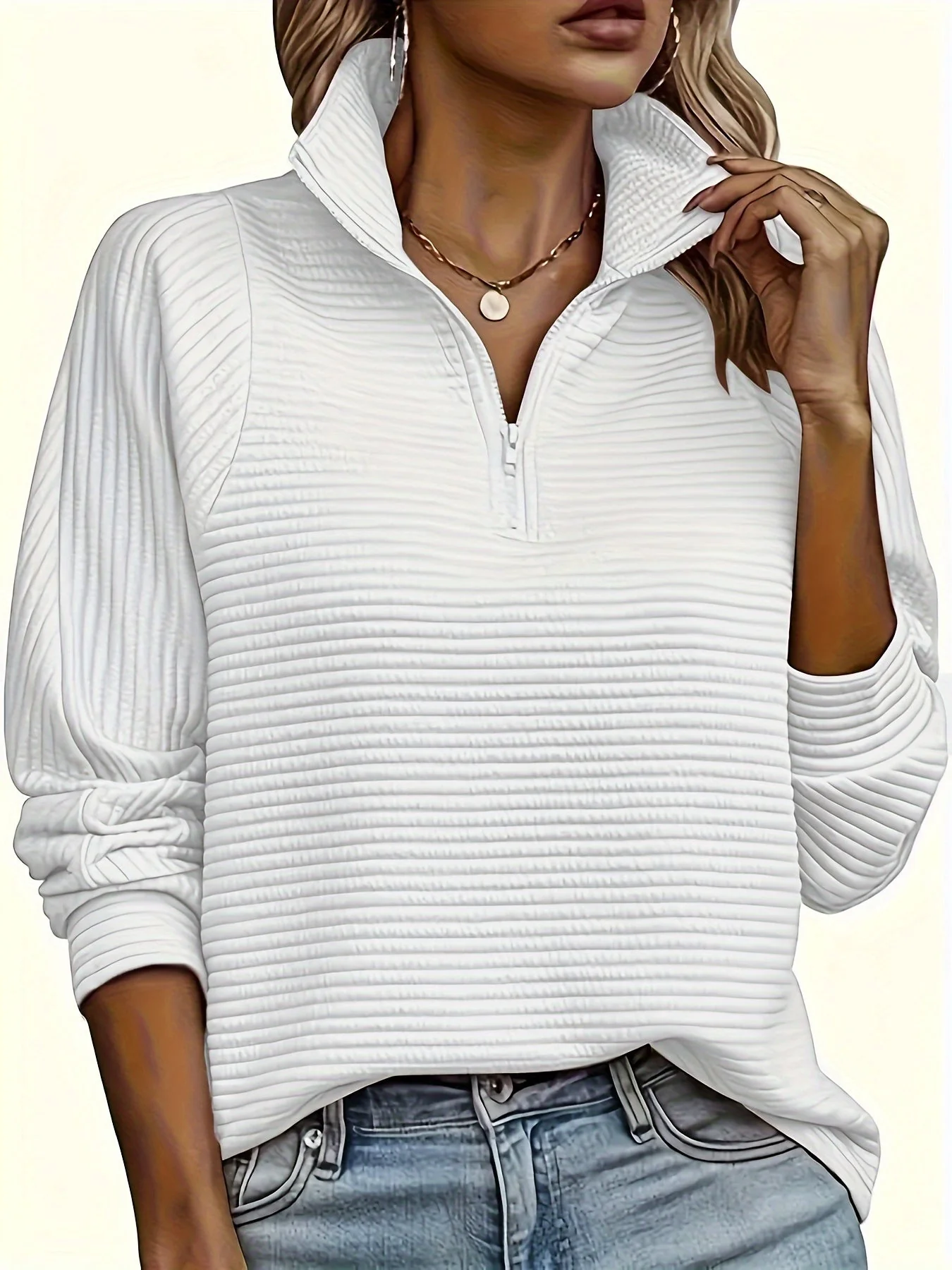 Elise | Casual sweatshirt met lange mouw en textuur - Image 20