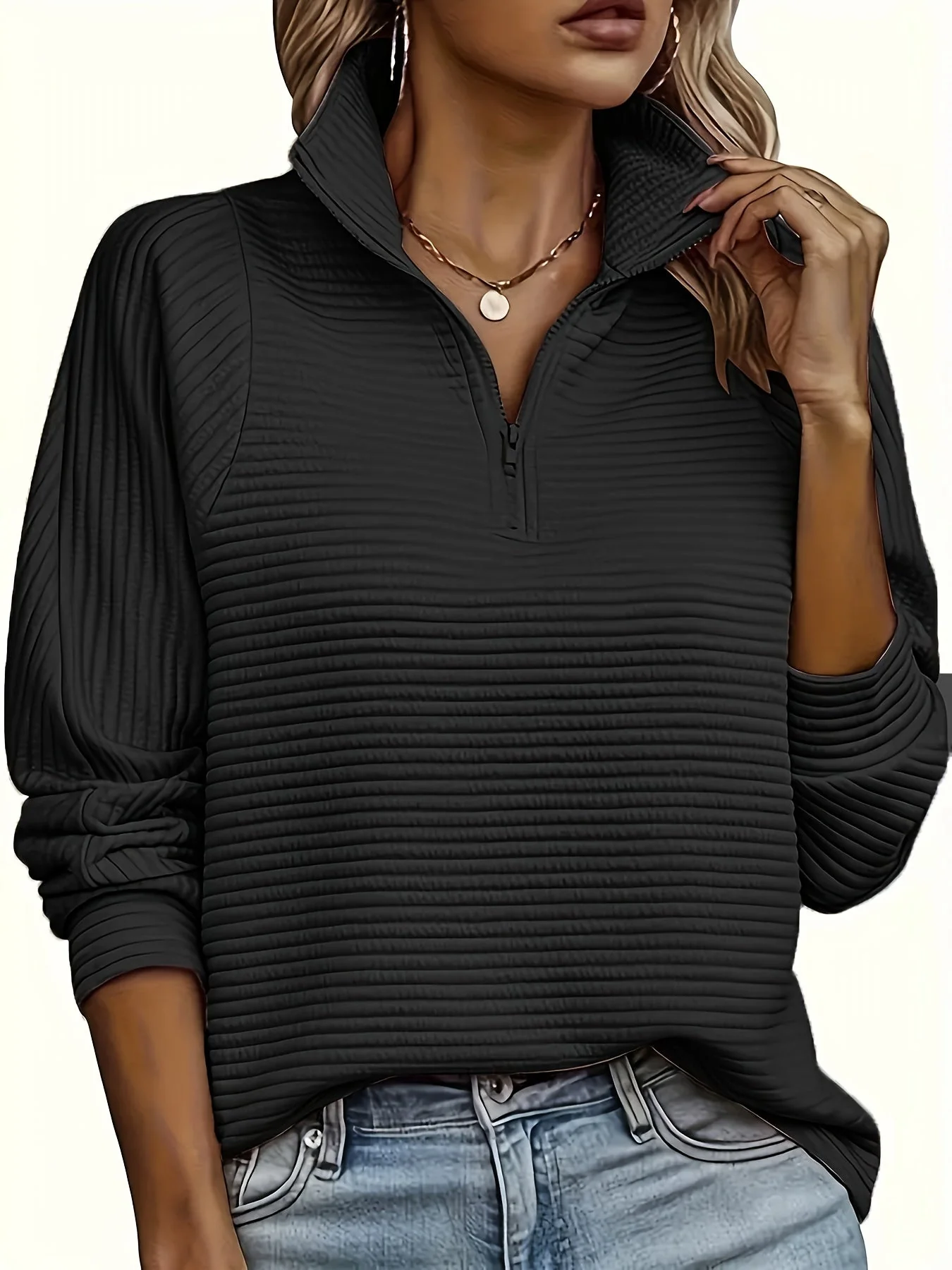 Elise | Casual sweatshirt met lange mouw en textuur - Image 24