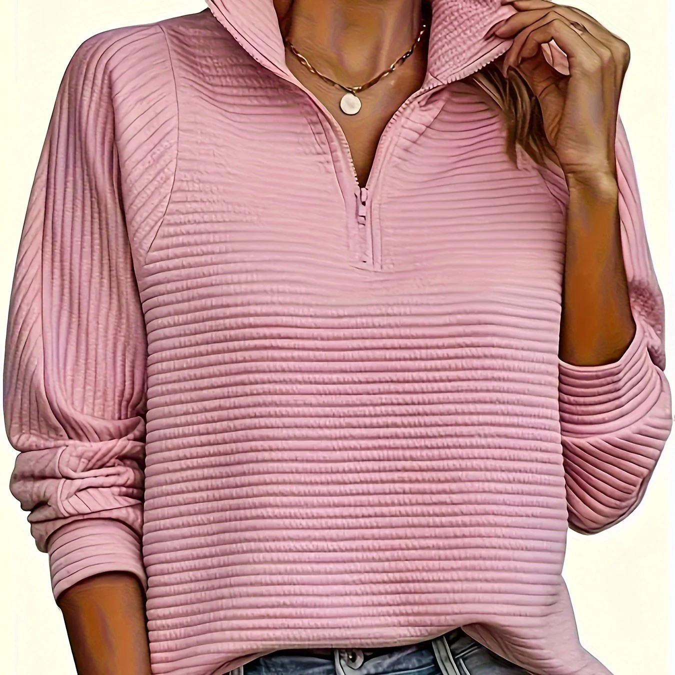 Elise | Casual sweatshirt met lange mouw en textuur - Image 28