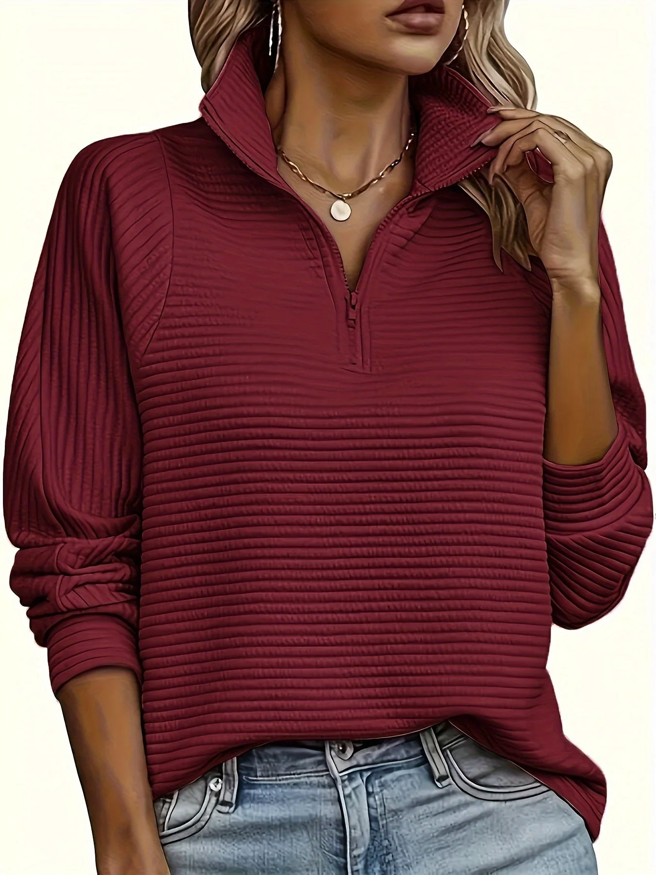 Elise | Casual sweatshirt met lange mouw en textuur - Image 6