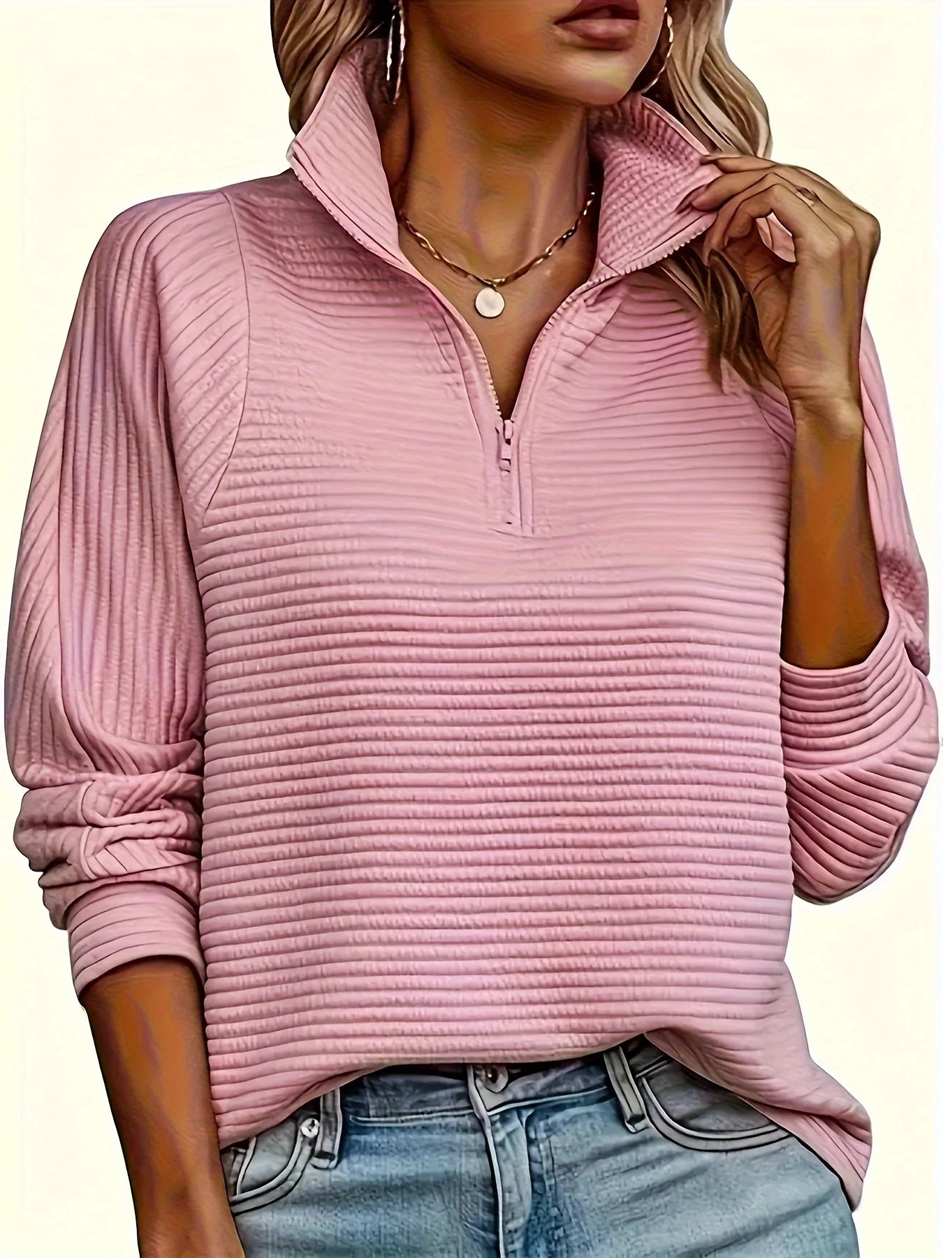 Elise | Casual sweatshirt met lange mouw en textuur - Image 7
