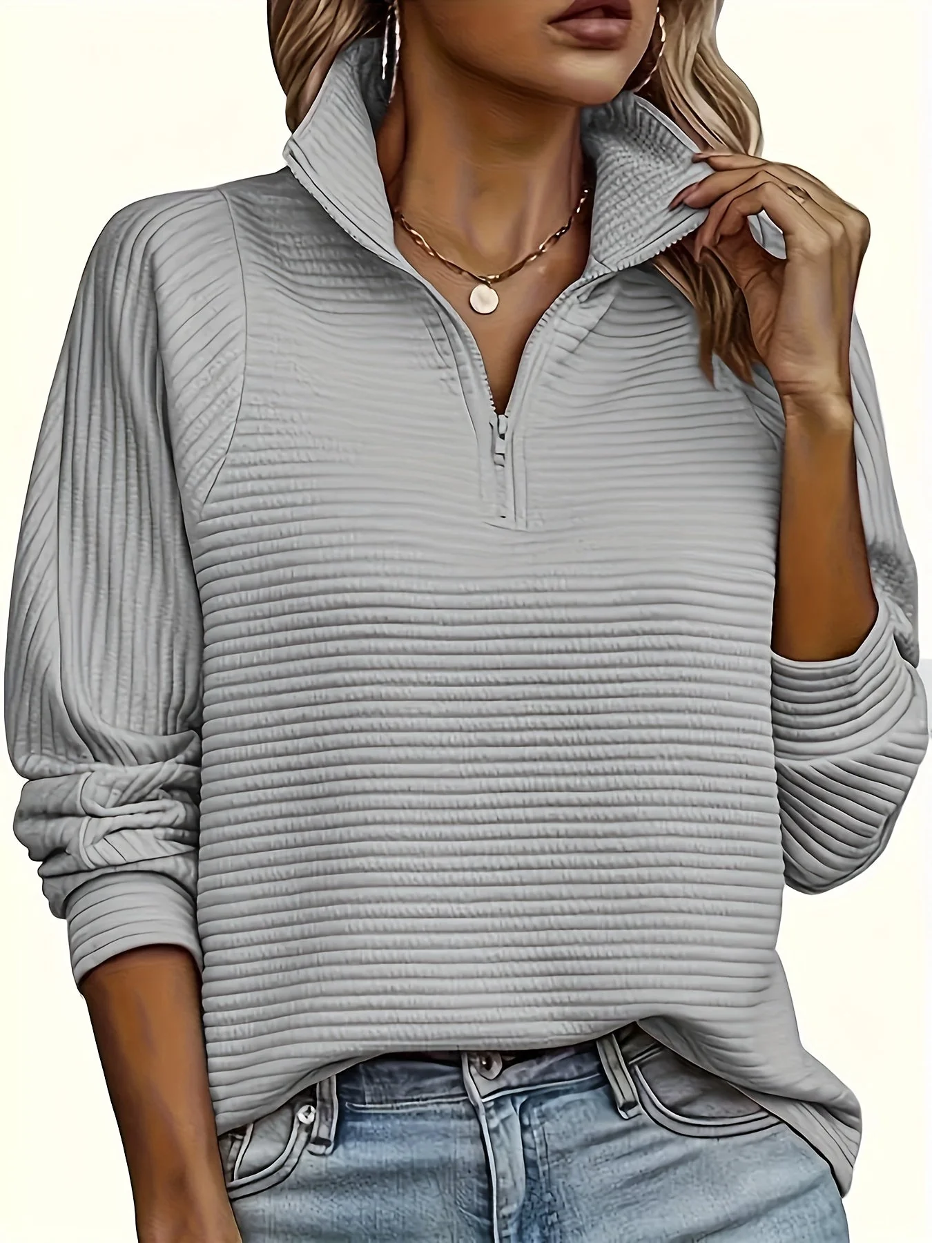 Elise | Casual sweatshirt met lange mouw en textuur - Image 9