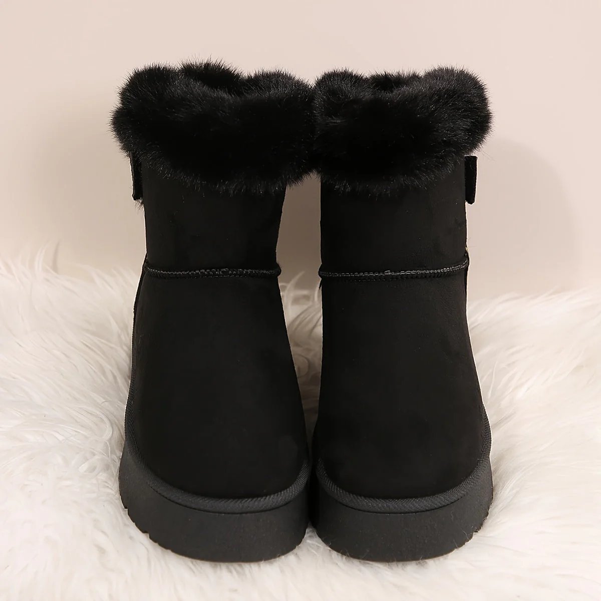 Ella | Pluizig gevoerde winterlaarzen met effen kleur - Image 7
