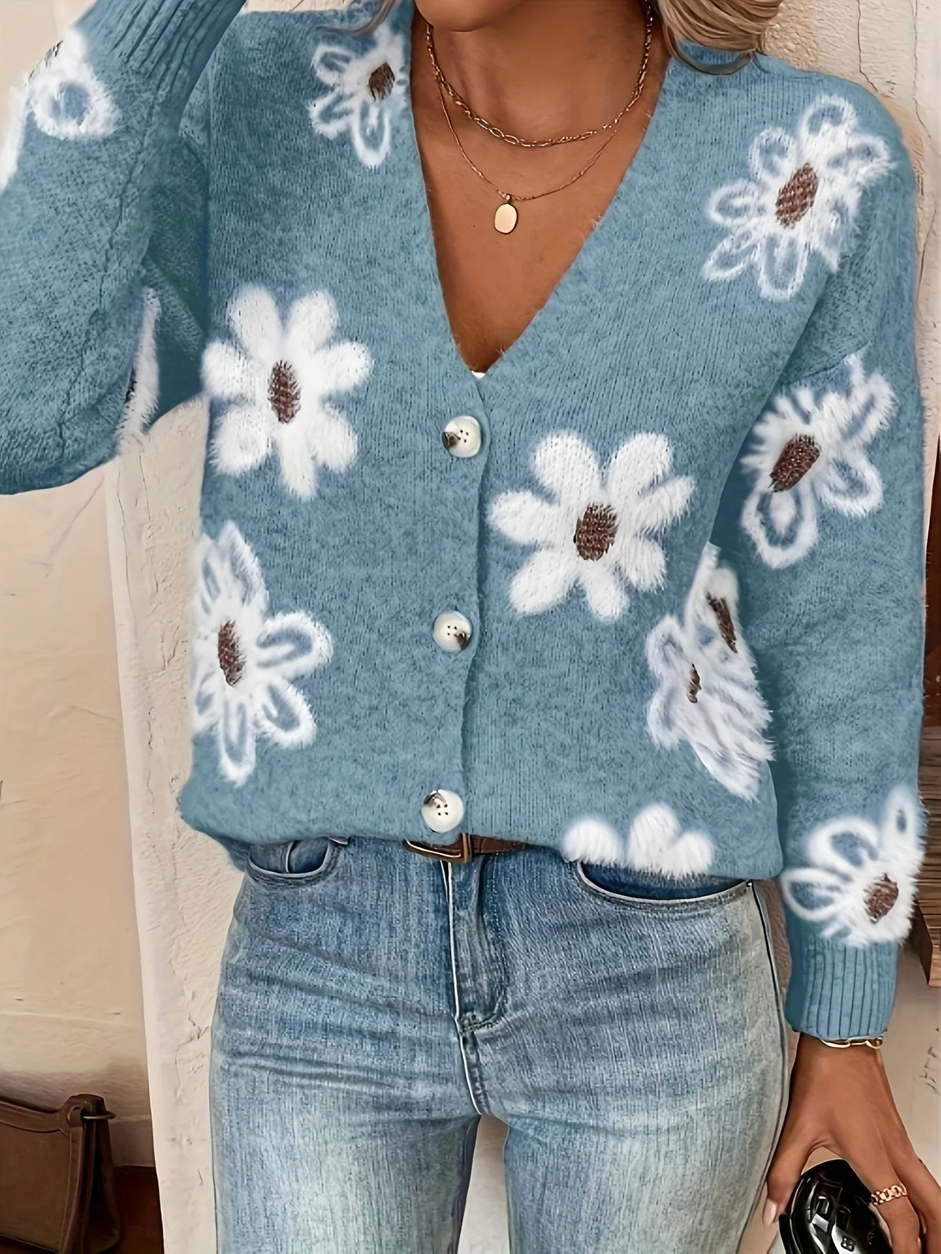 Emma | Bloemenpatroon cardigan trui