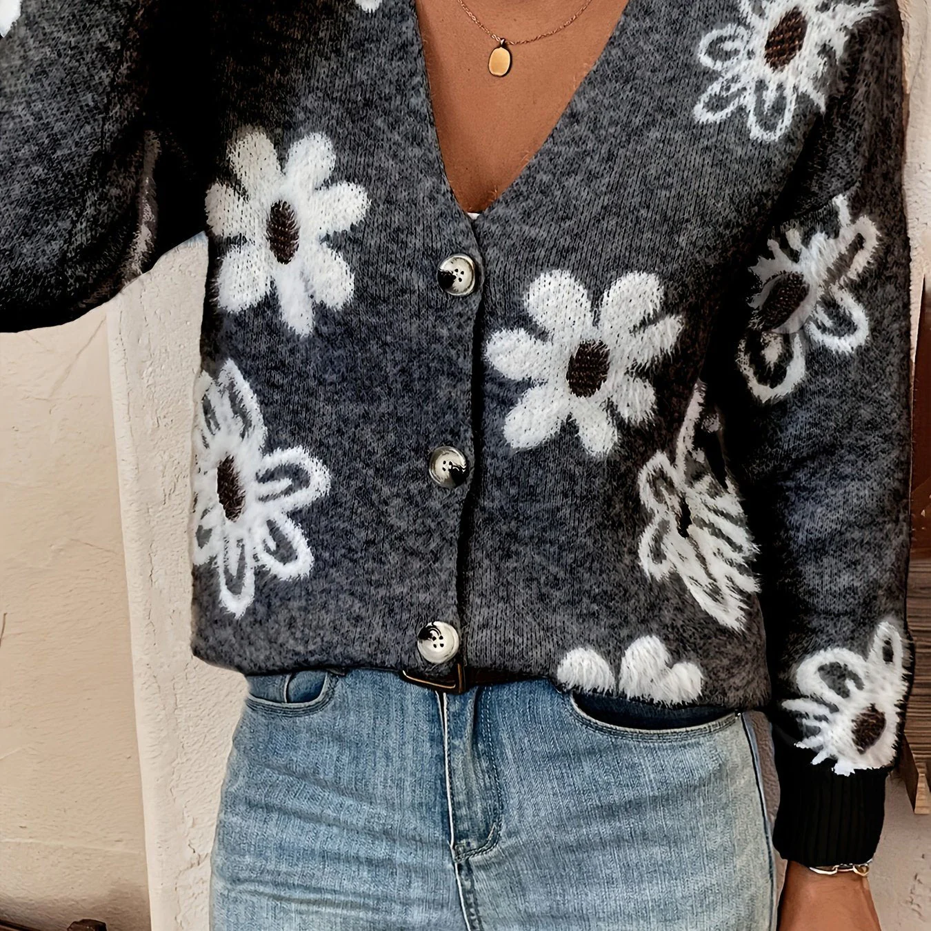 Emma | Bloemenpatroon cardigan trui - Image 13