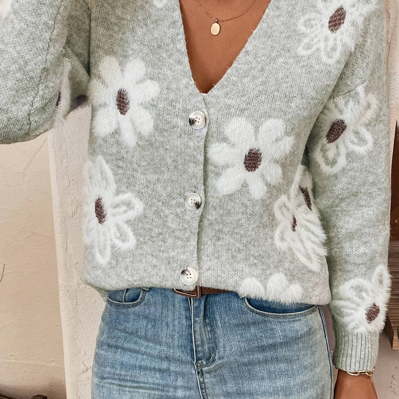Emma | Bloemenpatroon cardigan trui - Image 14