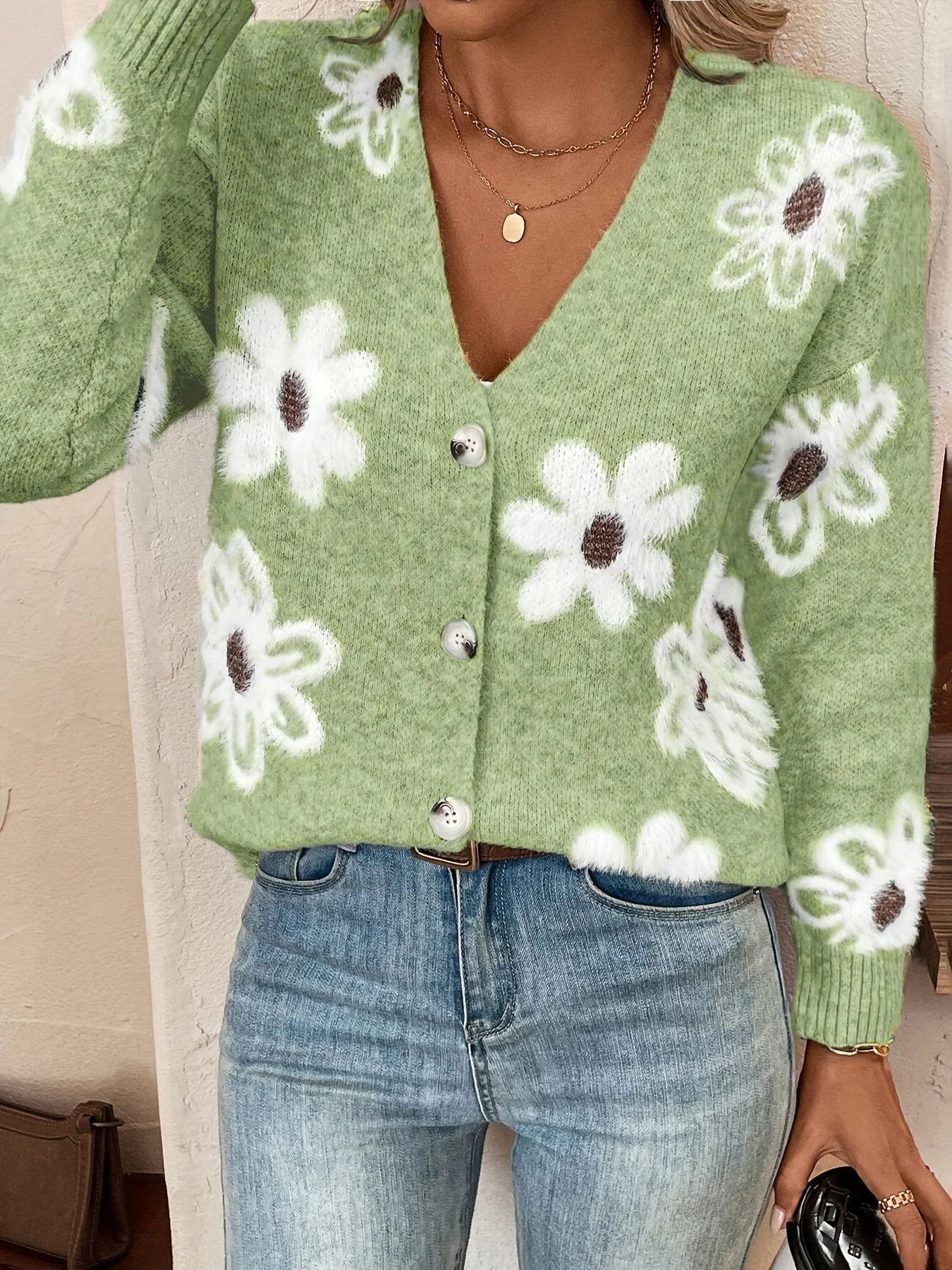 Emma | Bloemenpatroon cardigan trui - Image 2