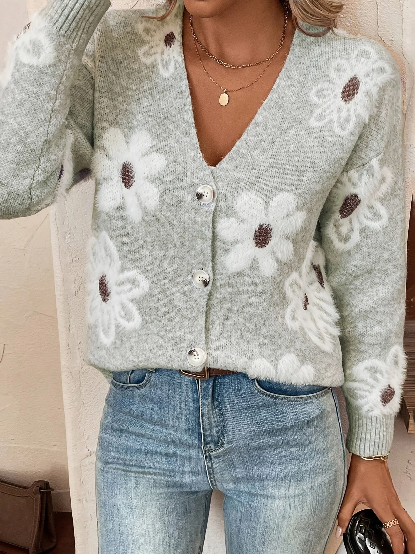Emma | Bloemenpatroon cardigan trui - Image 4
