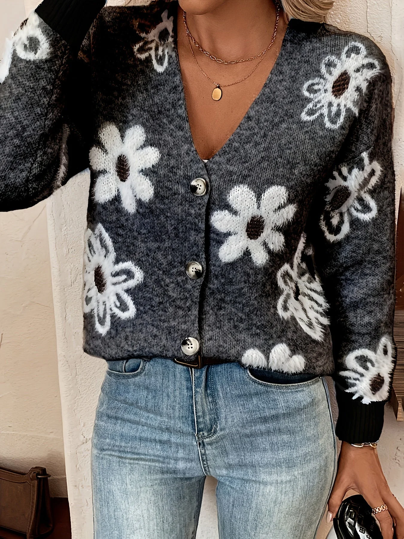 Emma | Bloemenpatroon cardigan trui - Image 5