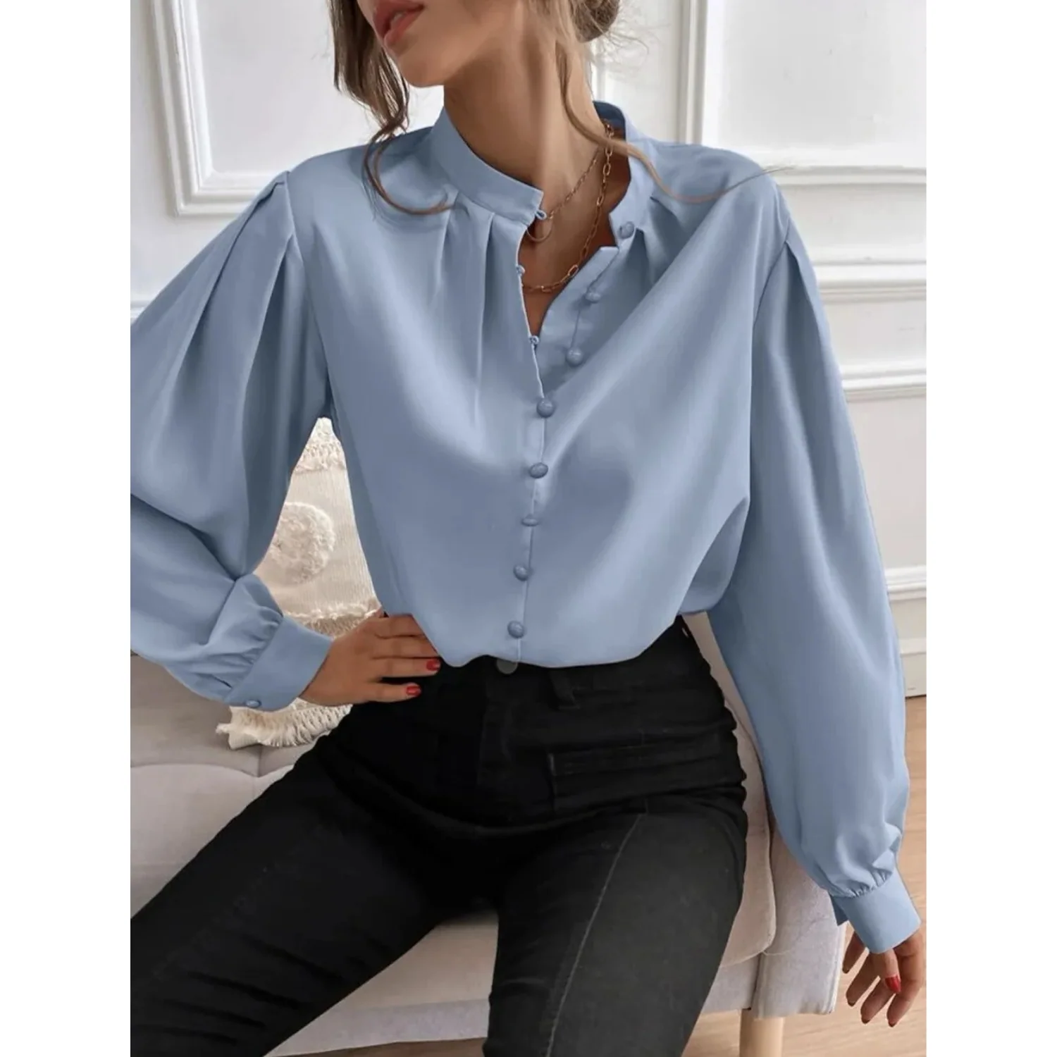Emma | elegante gebloemde damesblouse met omslagkraag - Image 6