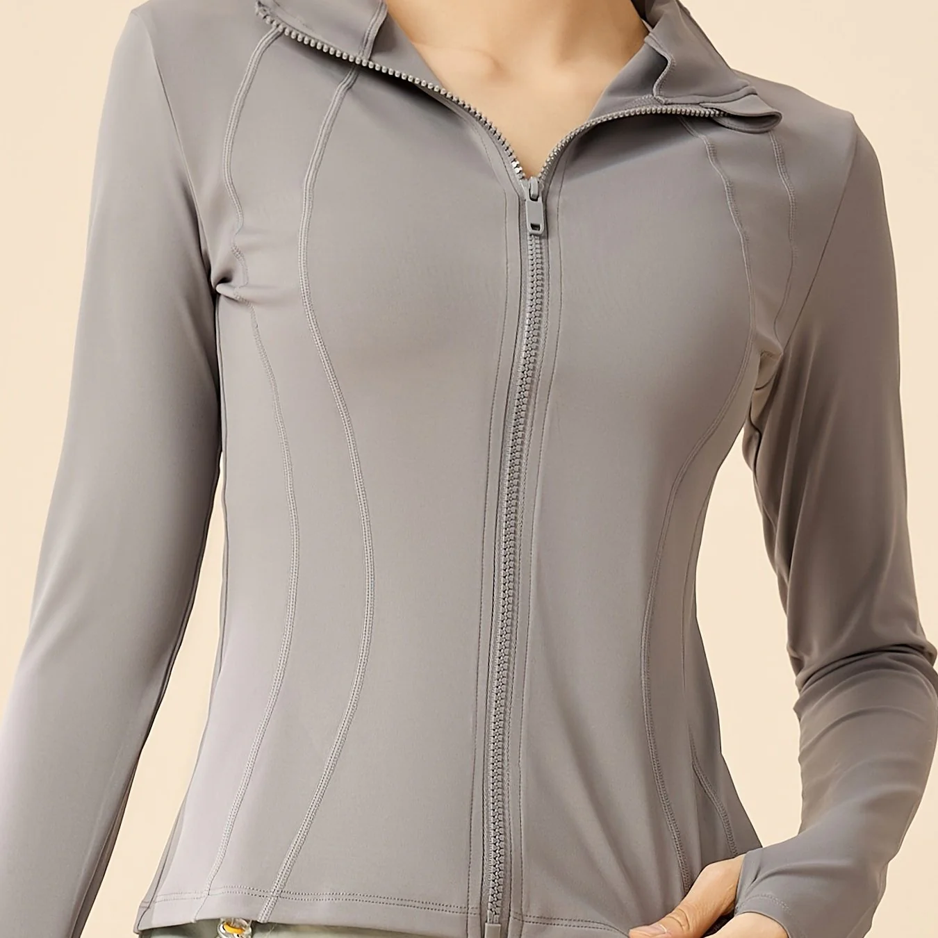 Eva | Cropped sportjack met ademende stof en staande kraag - Image 14