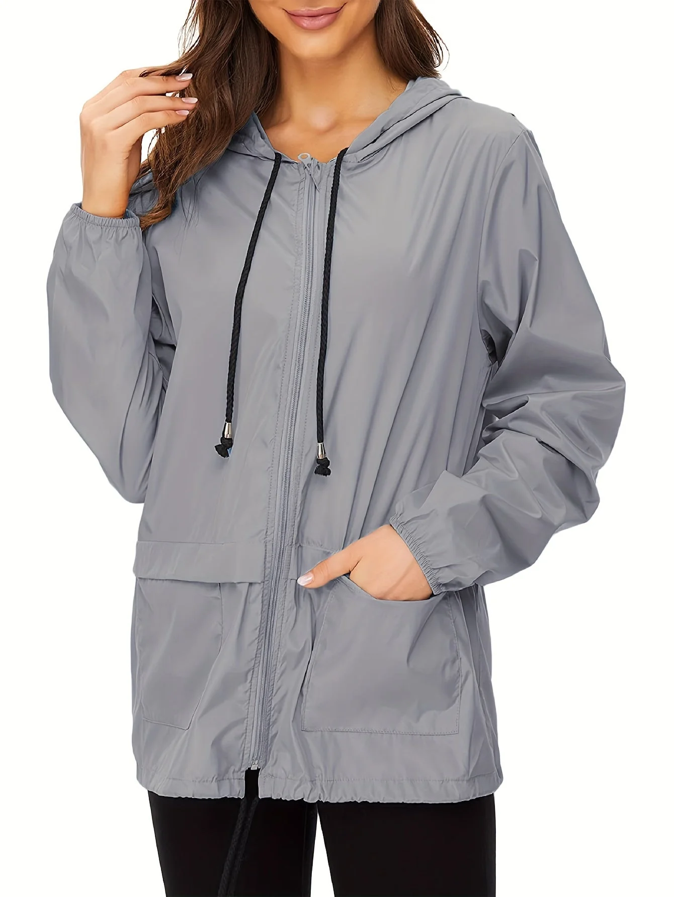 Eva | Effen kleur windjack met lange mouwen - Image 6