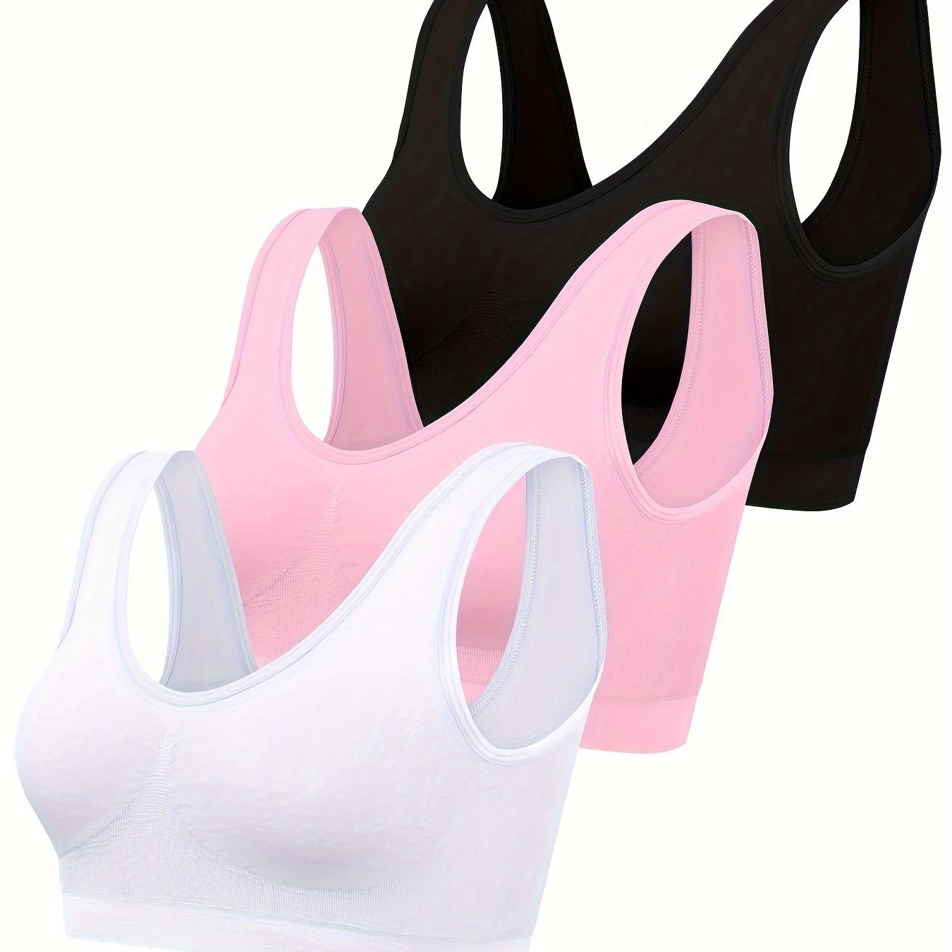 Eva | Set van 3 effen tanktops en naadloze sport-bh - Image 11