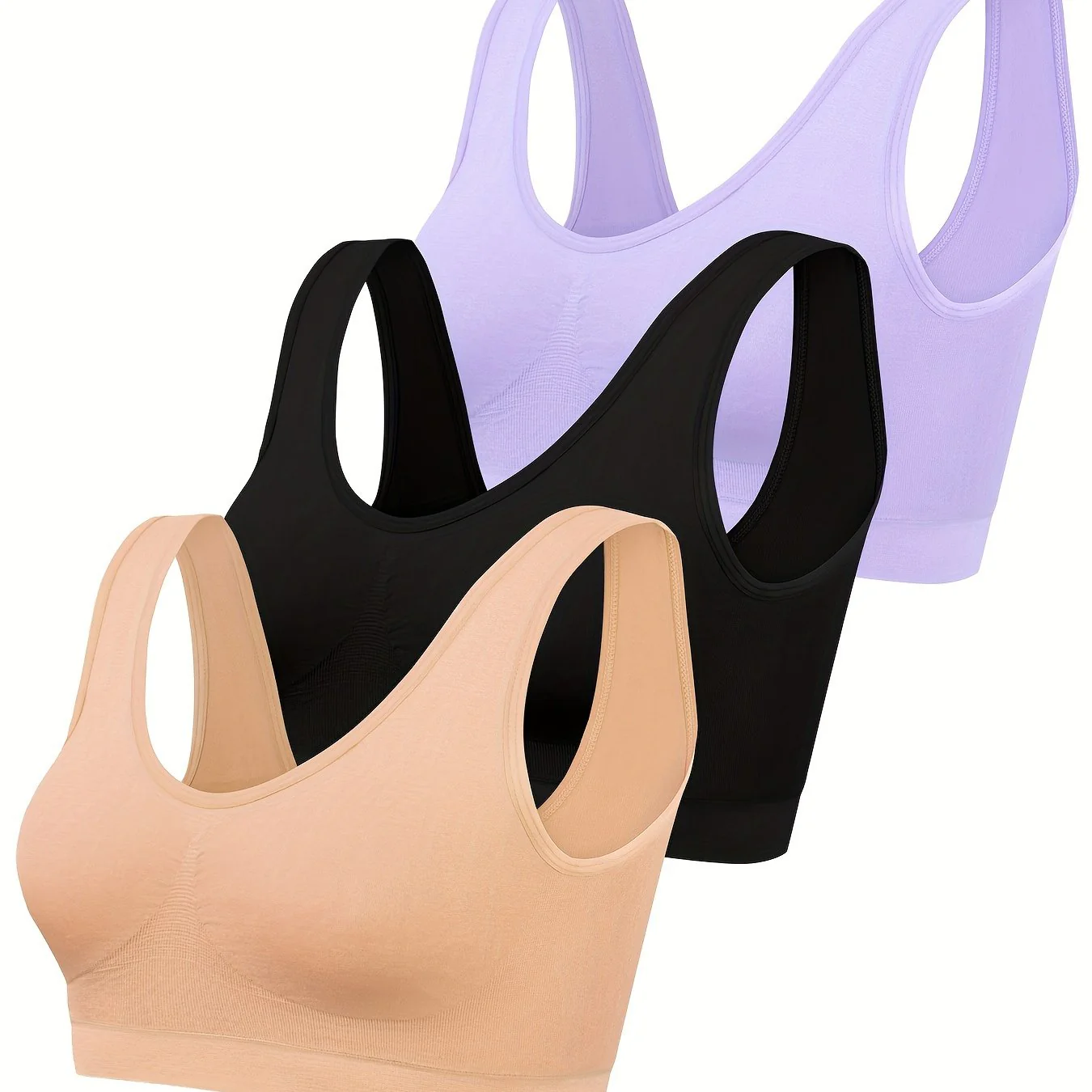 Eva | Set van 3 effen tanktops en naadloze sport-bh - Image 12