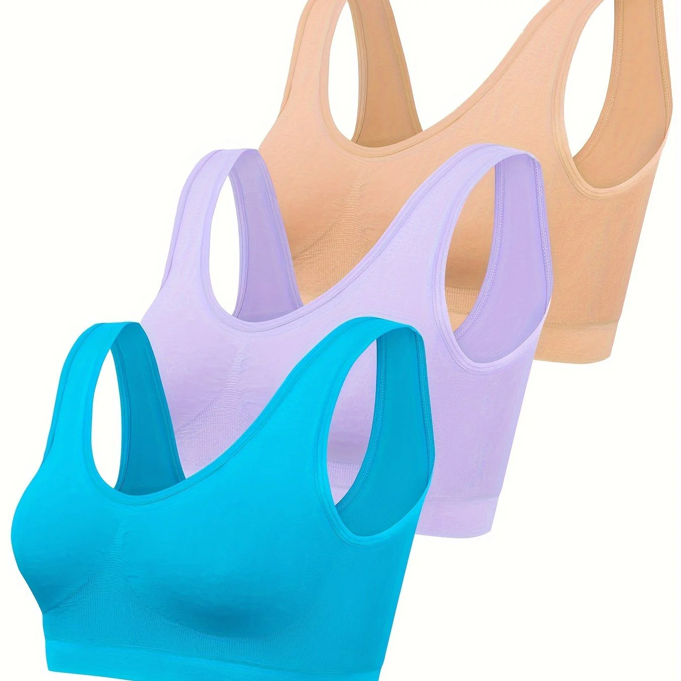 Eva | Set van 3 effen tanktops en naadloze sport-bh - Image 13