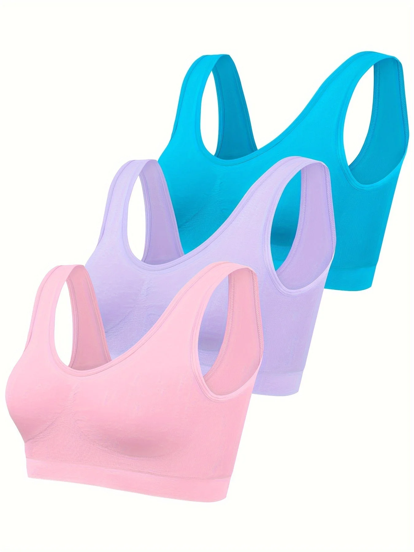 Eva | Set van 3 effen tanktops en naadloze sport-bh - Image 4