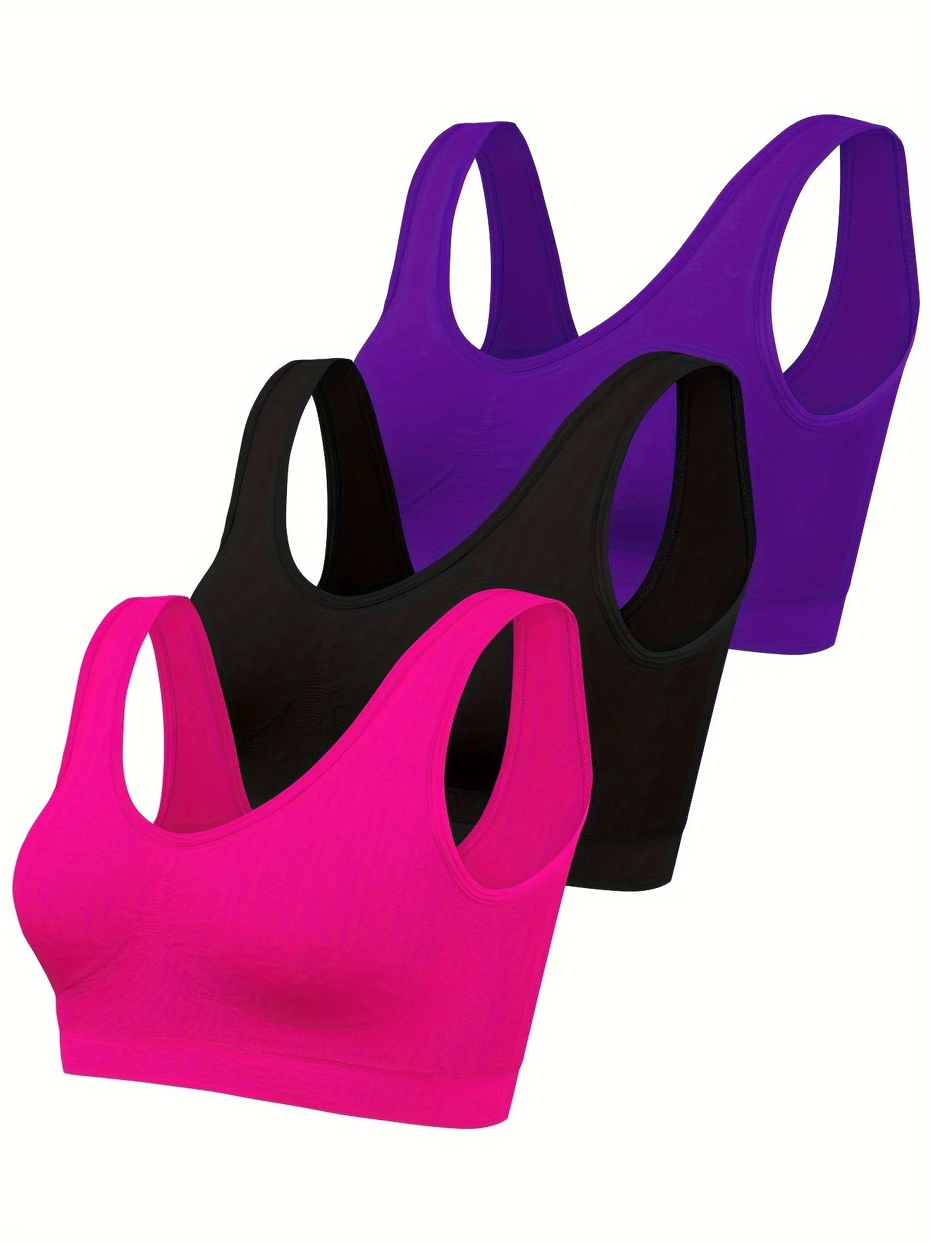 Eva | Set van 3 effen tanktops en naadloze sport-bh - Image 5