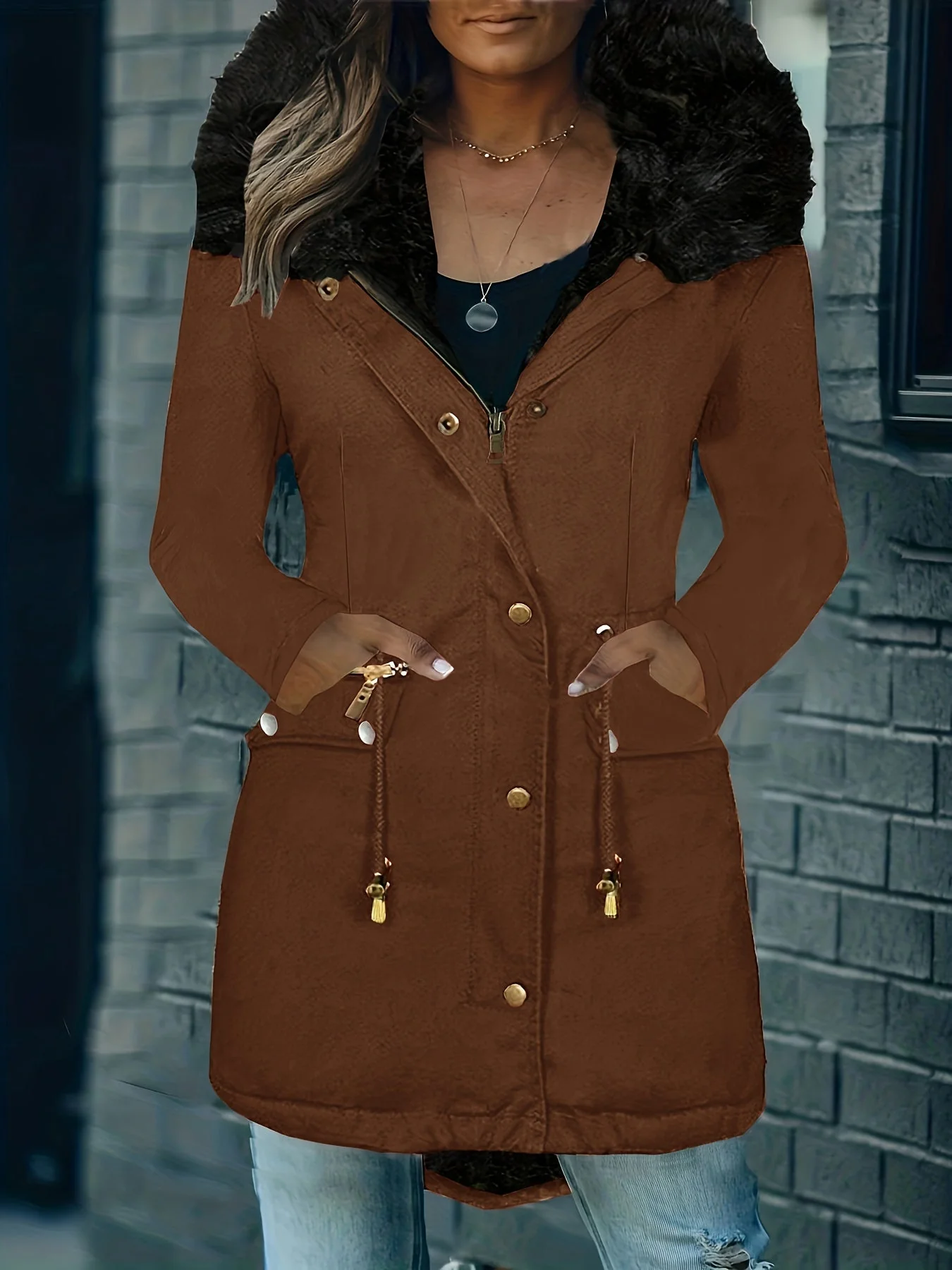 Feline | Casual hoodie parka met fuzzy trim - Image 10