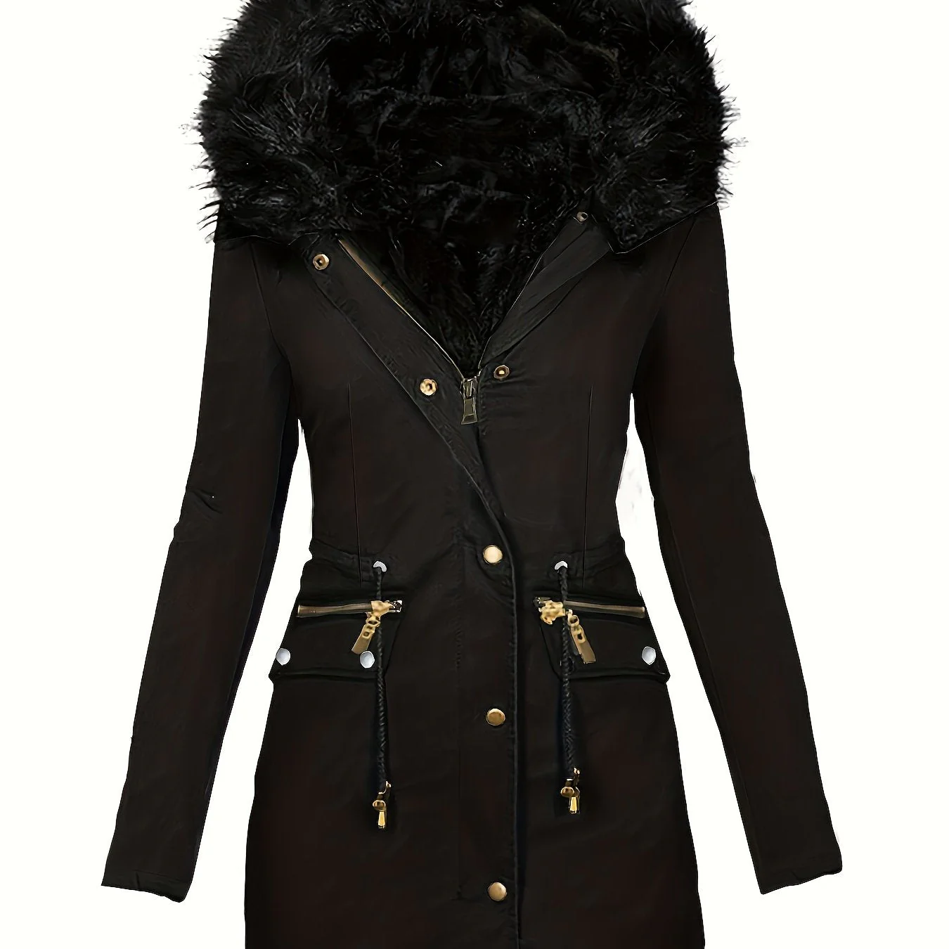 Feline | Casual hoodie parka met fuzzy trim - Image 11