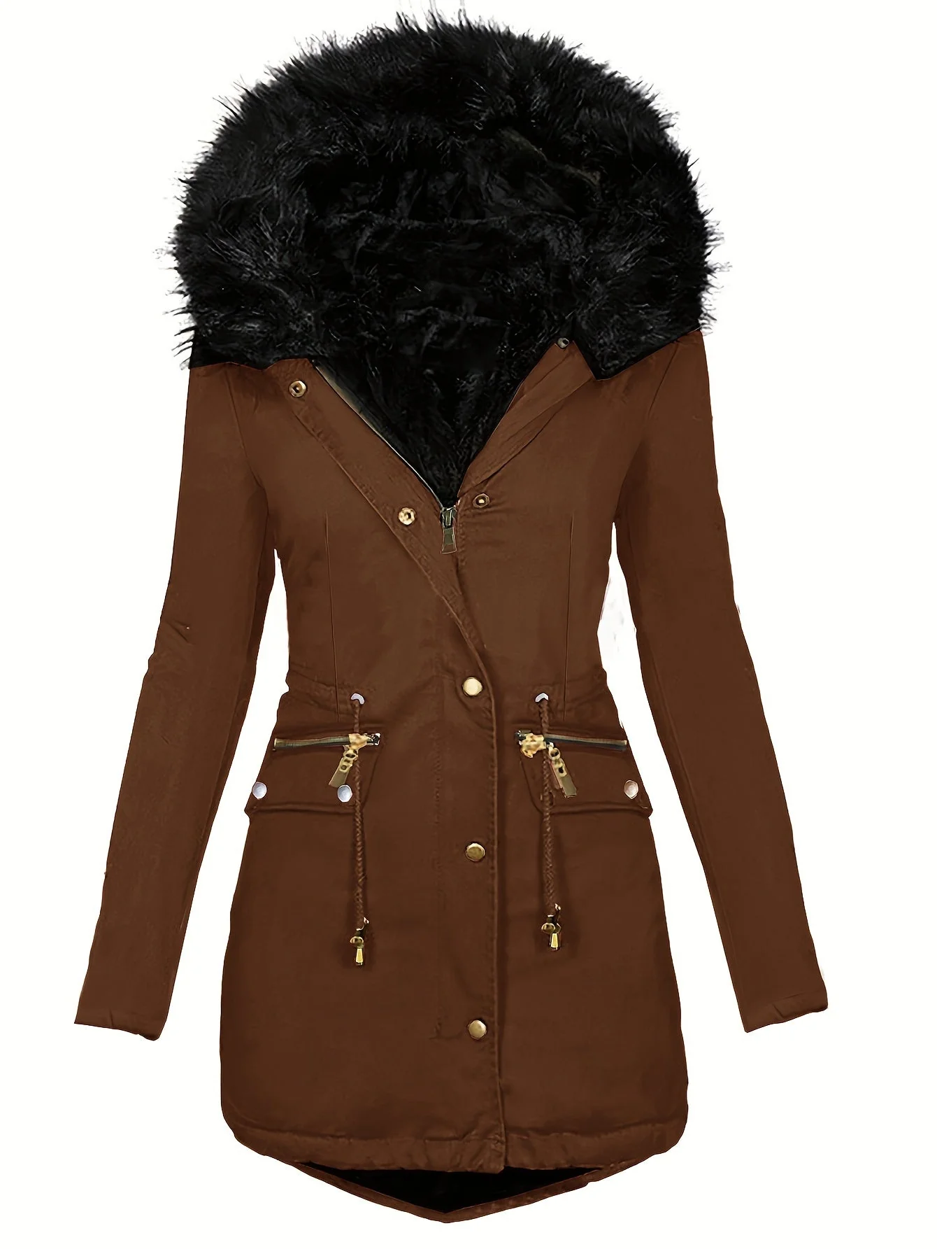 Feline | Casual hoodie parka met fuzzy trim - Image 3