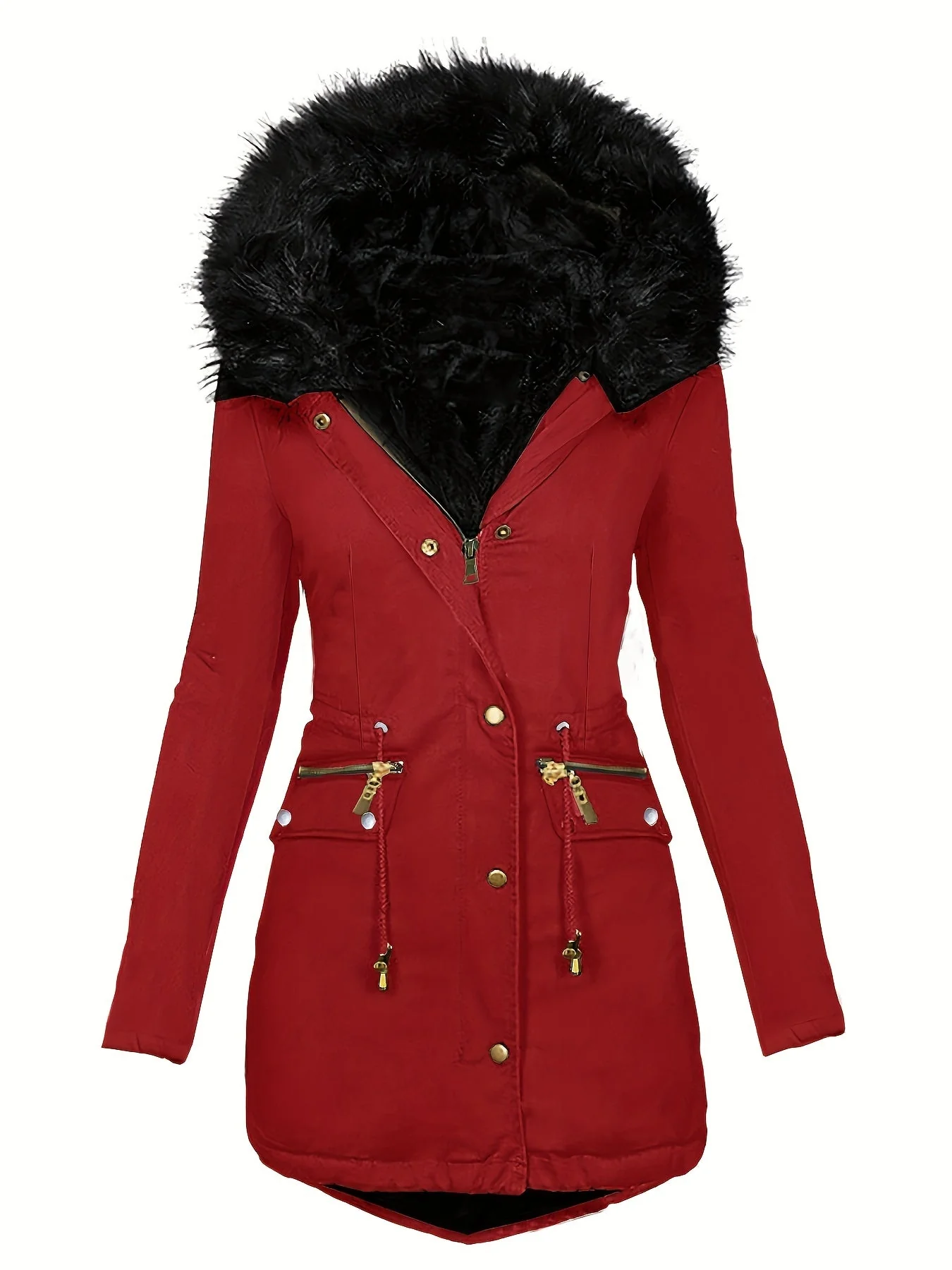 Feline | Casual hoodie parka met fuzzy trim - Image 4