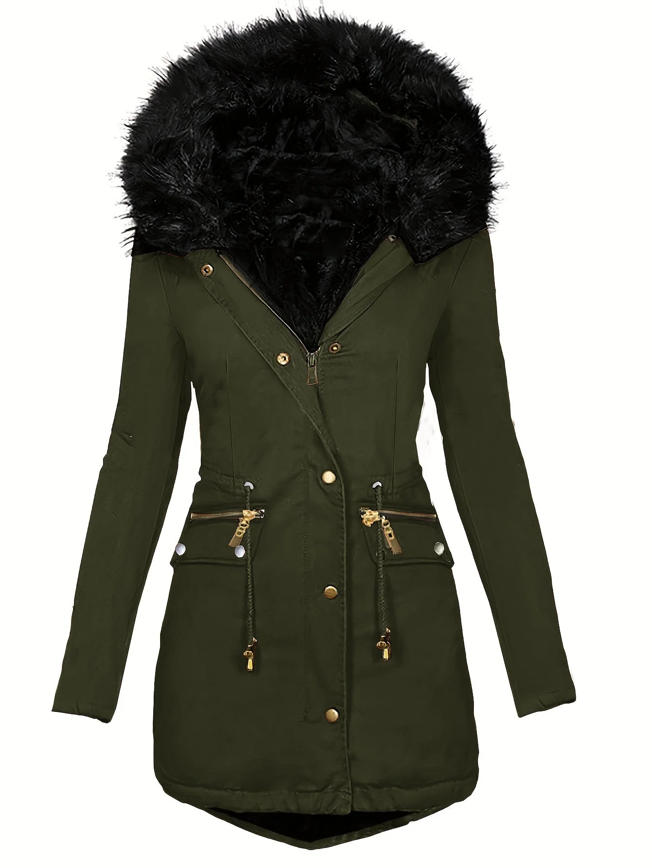 Feline | Casual hoodie parka met fuzzy trim - Image 6