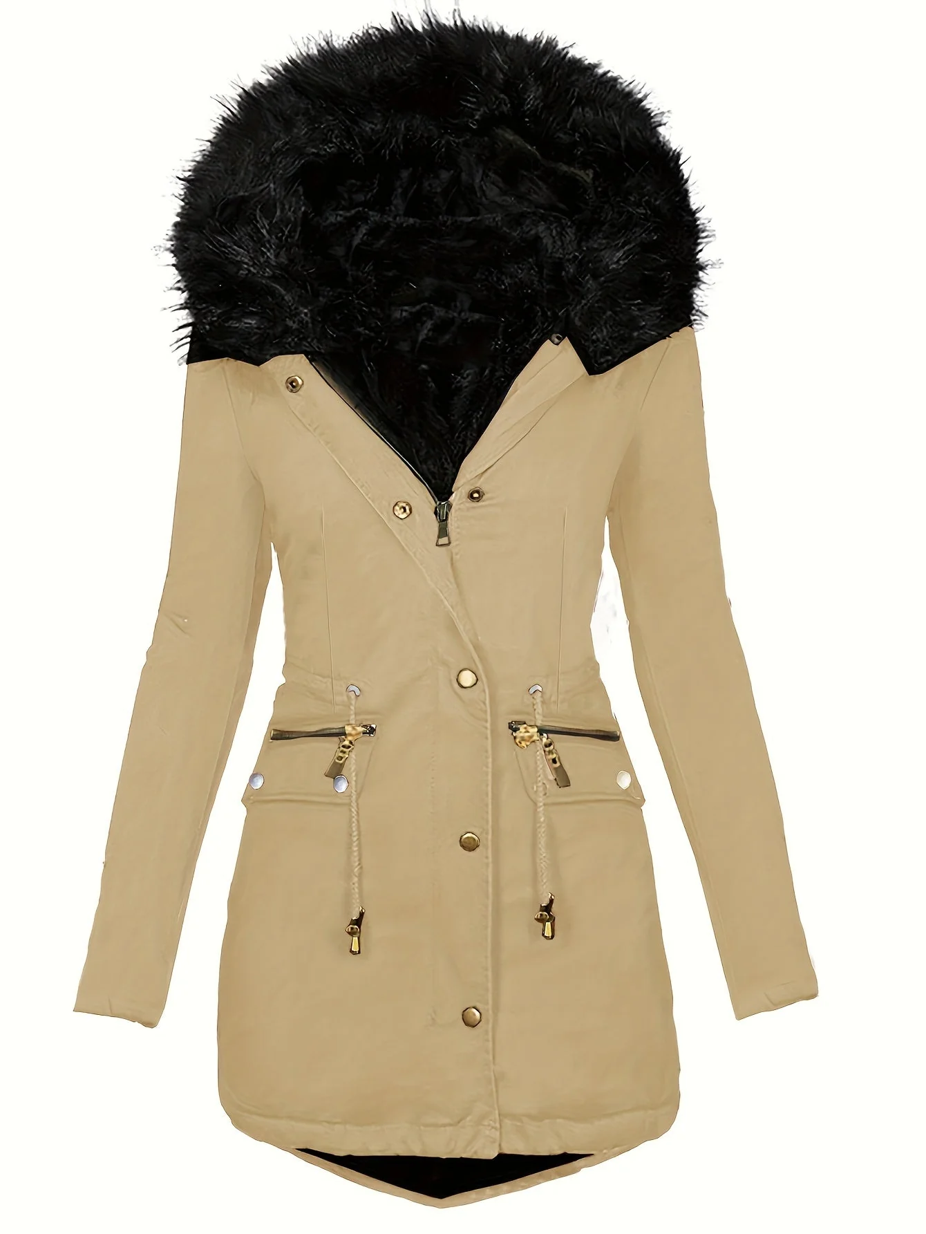 Feline | Casual hoodie parka met fuzzy trim - Image 7