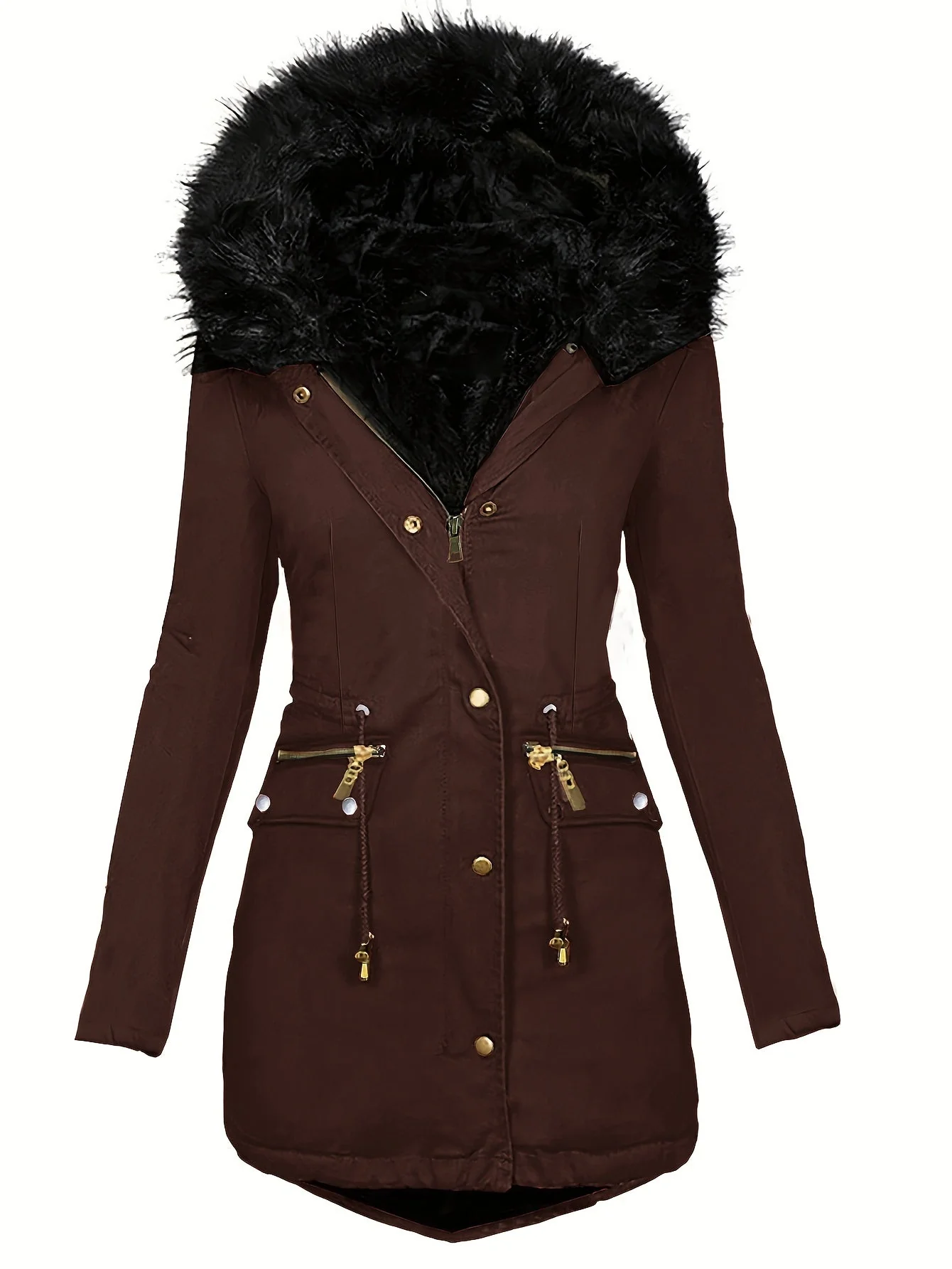 Feline | Casual hoodie parka met fuzzy trim - Image 8