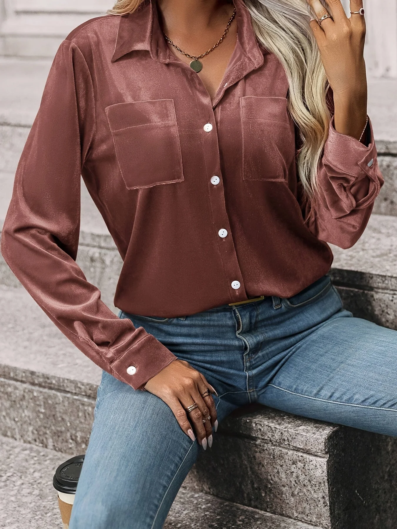 Femke | Blouse met dubbele zakken en knoopsluiting - Image 5