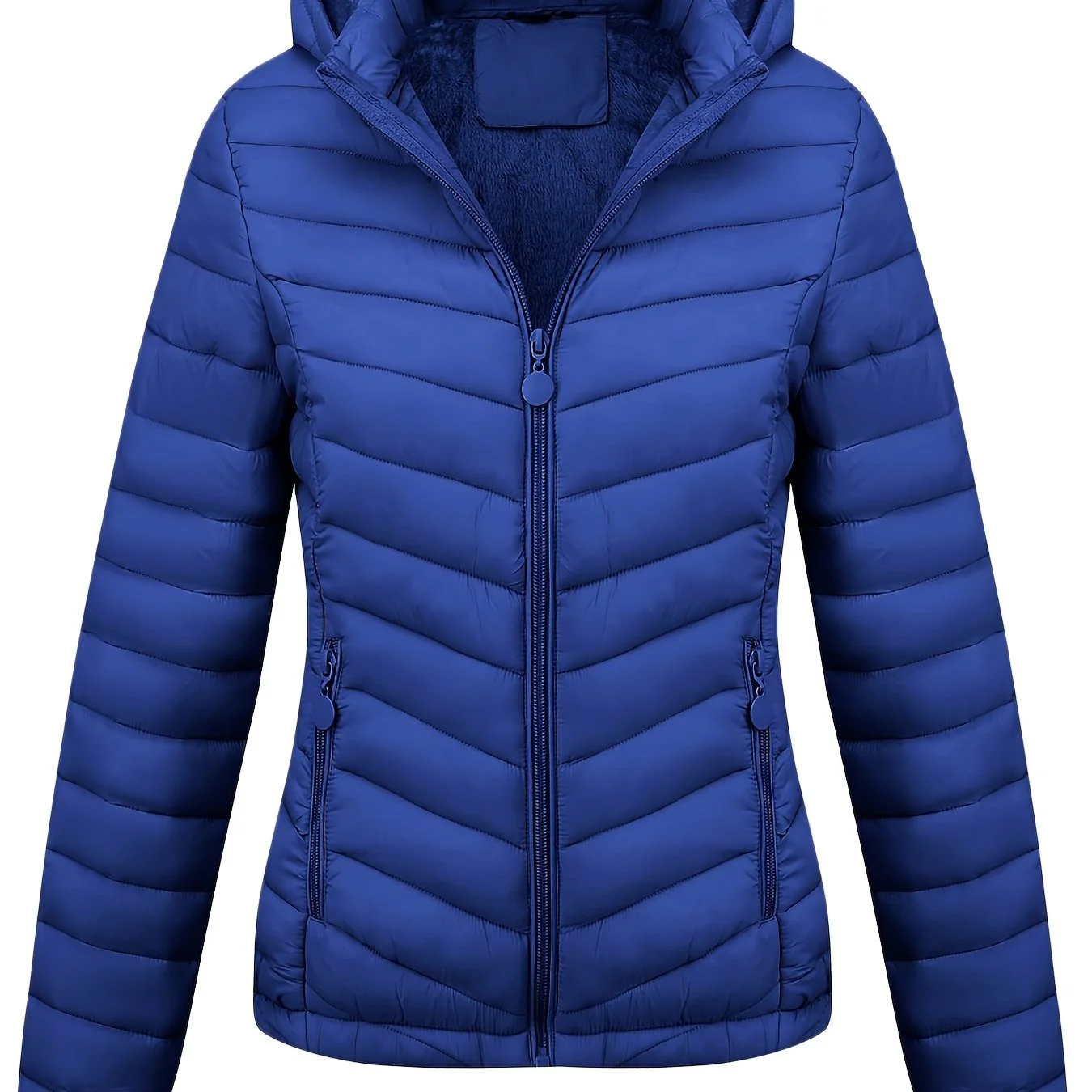 Fien | Geritste hoodie puffy jas met schuine zakken - Image 12