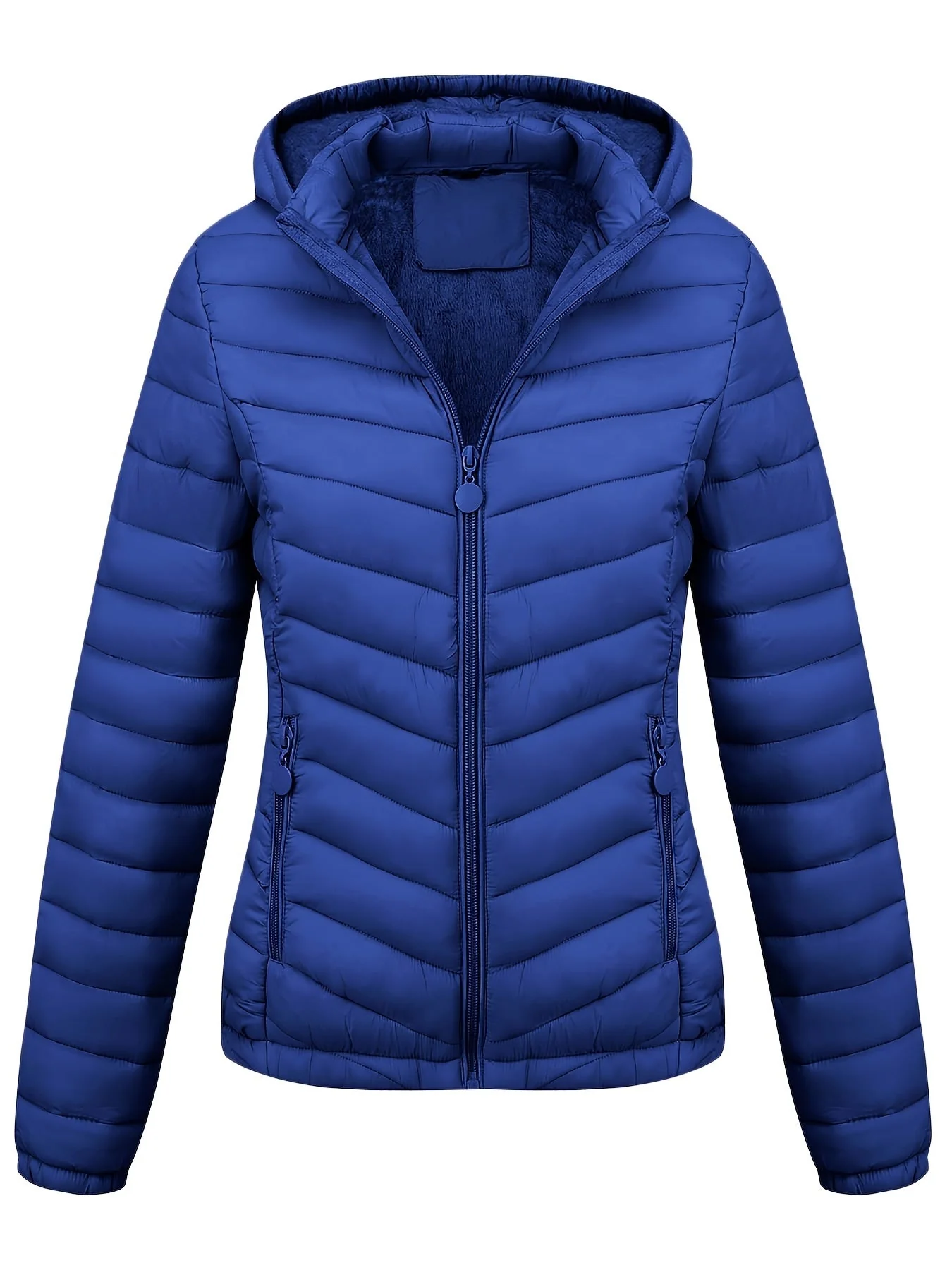 Fien | Geritste hoodie puffy jas met schuine zakken - Image 14