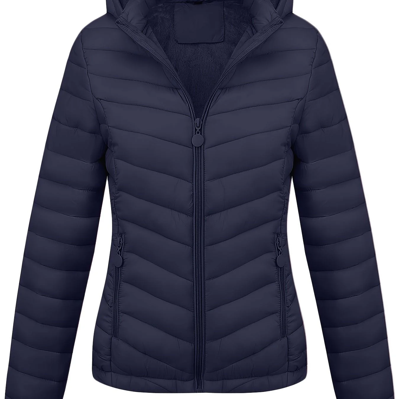 Fien | Geritste hoodie puffy jas met schuine zakken - Image 9