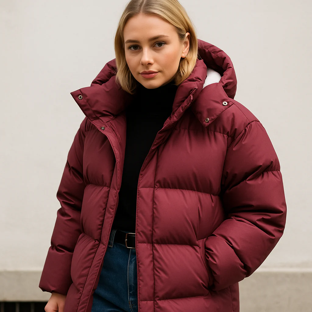 Gewatteerde winterjas met capuchon en boxy fit - Image 2