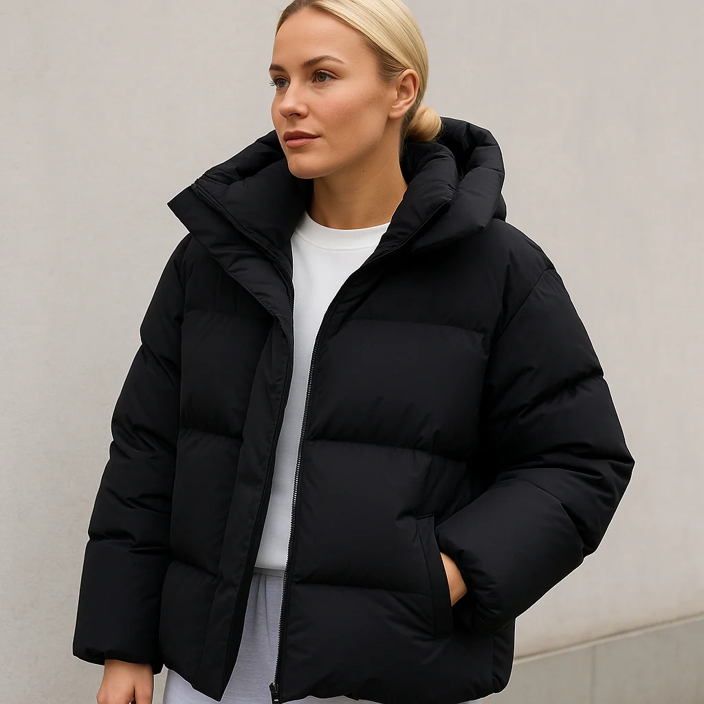 Gewatteerde winterjas met capuchon en boxy fit - Image 3