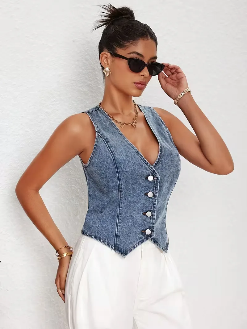 Gilet met V-hals en puntige zoom - Image 3