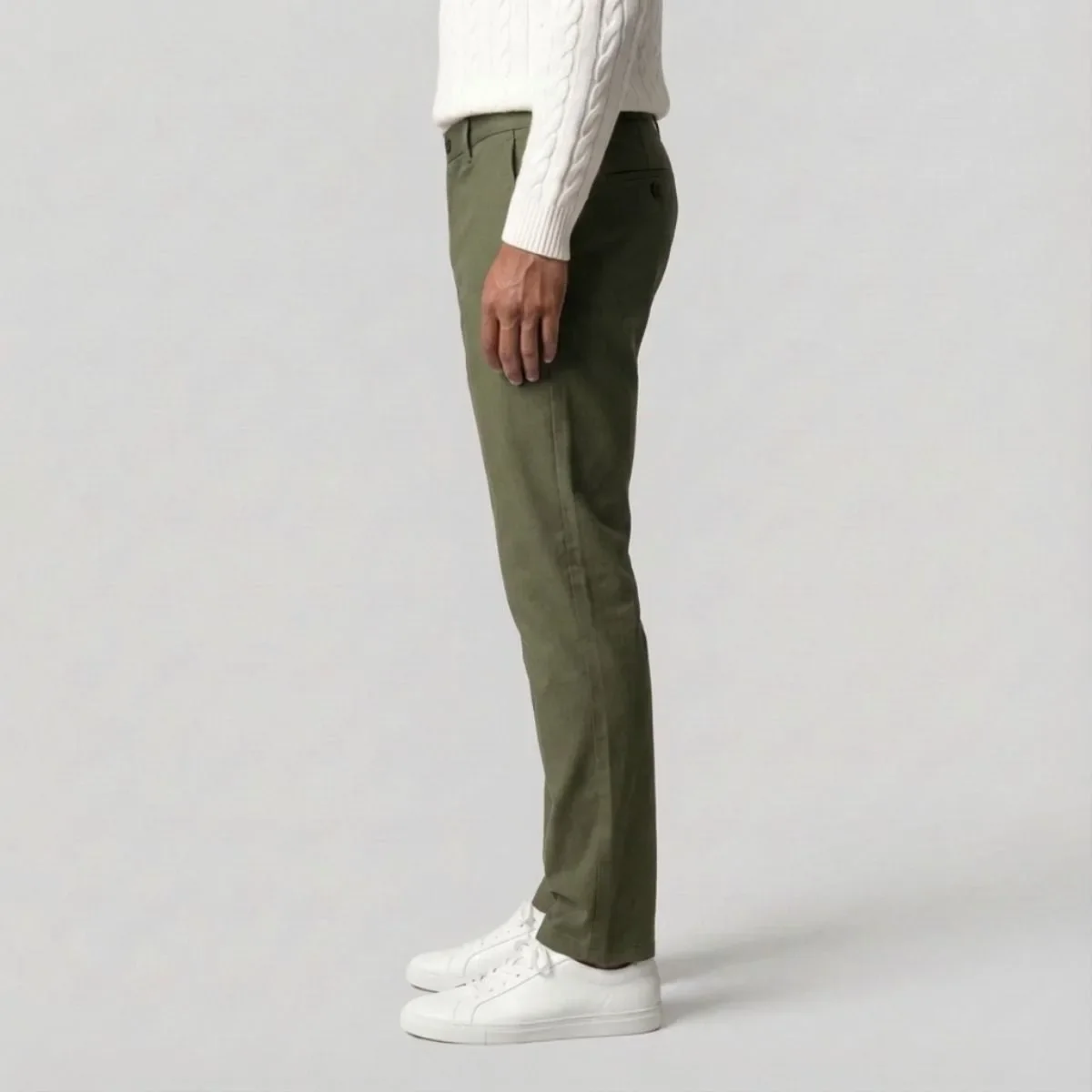 Groene chino met regular fit en zijzakken - Image 3