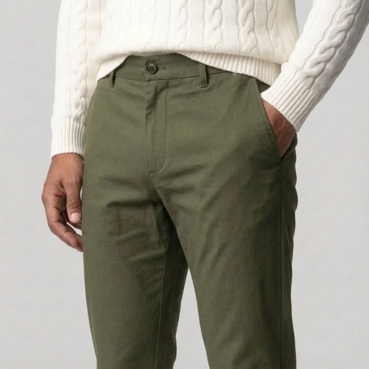 Groene chino met regular fit en zijzakken - Image 5