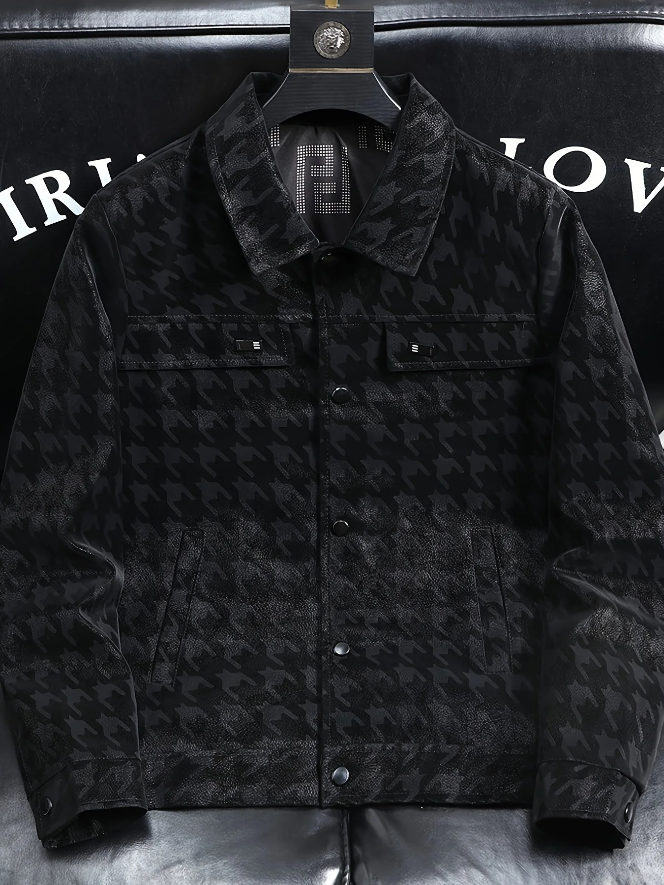 Heren jas met pied-de-poule patroon en fleece voering - Image 9