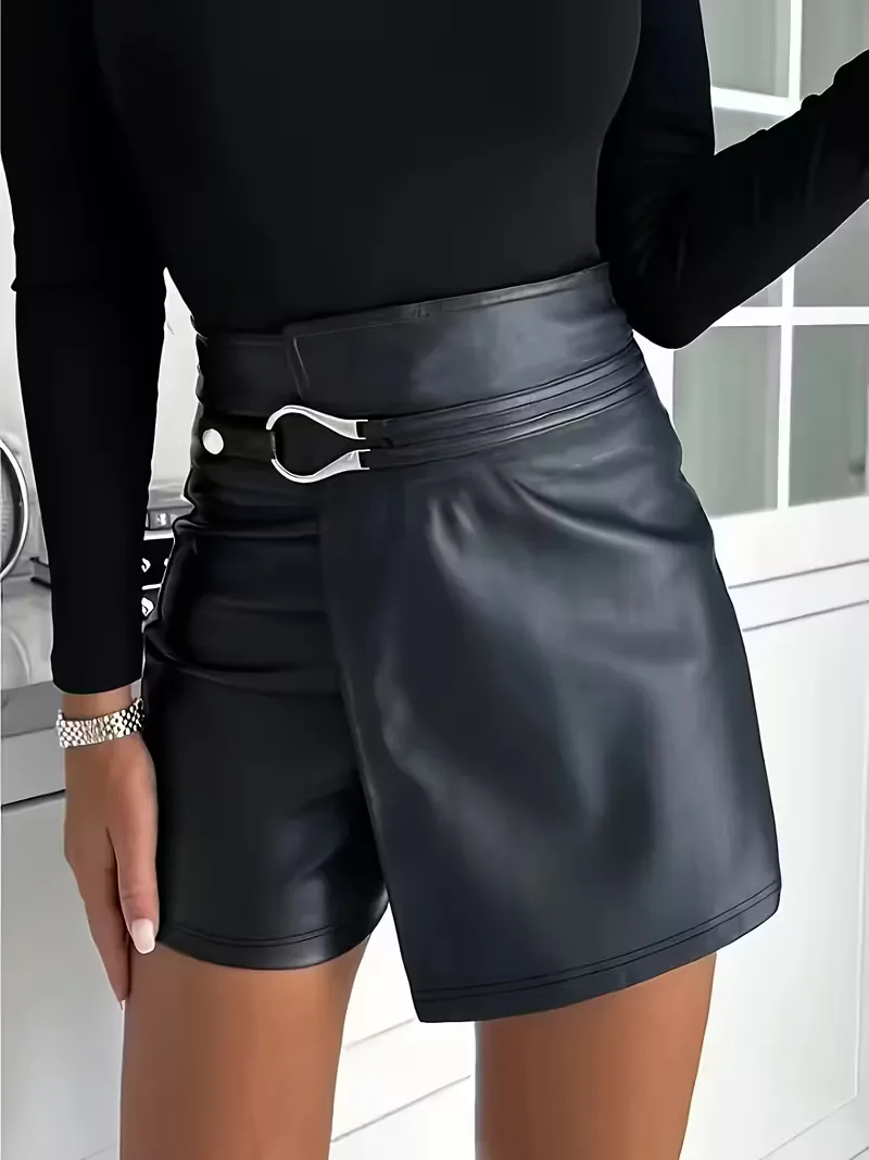 High waist PU leren shorts - Image 2