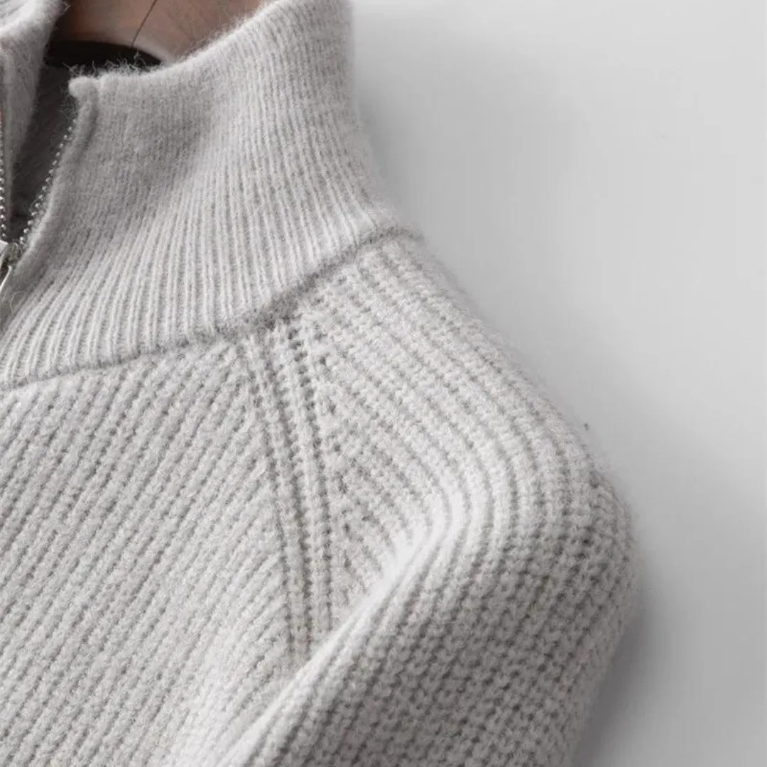 Hugo | Cashmere trui met volledige rits en opstaande kraag - Image 4