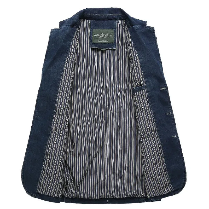 Hugo | Denim blazer met reverskraag en opgestikte zakken - Image 3