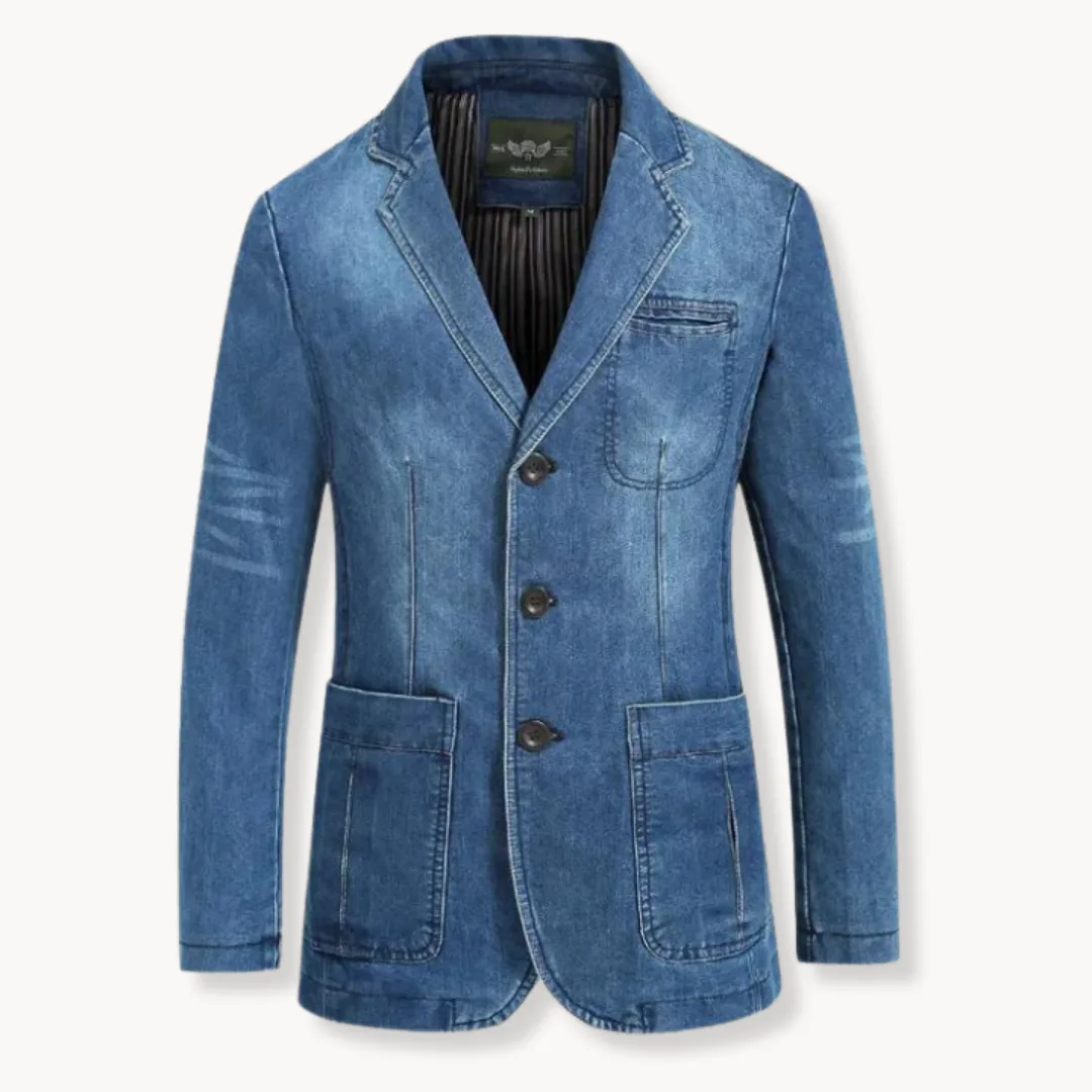 Hugo | Denim blazer met reverskraag en opgestikte zakken - Image 4