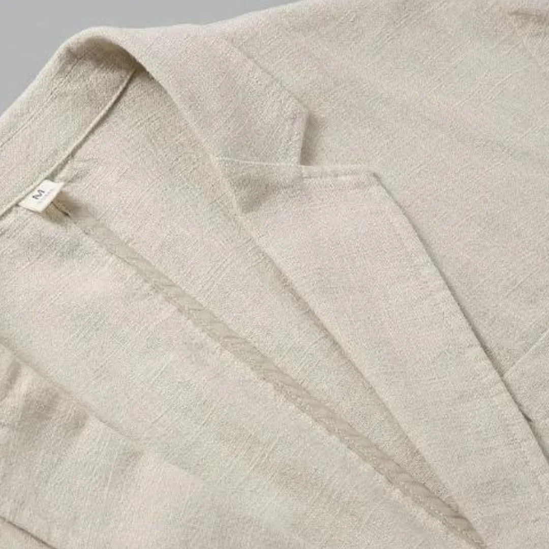 Hugo | Linnen blazer met reverskraag en voorzakken - Image 4