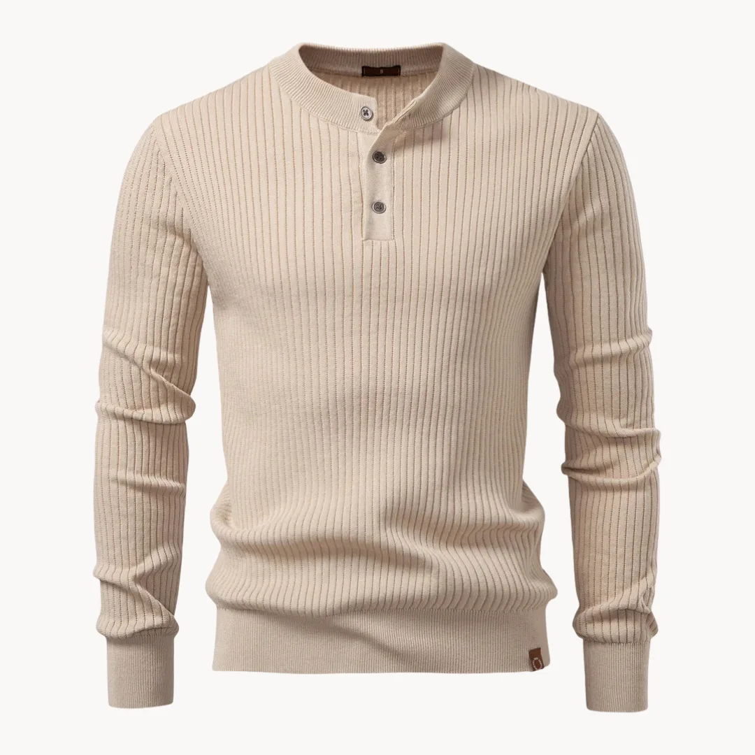 Hugo | Ribgebreide trui met ronde hals en knoopsluiting - Image 11