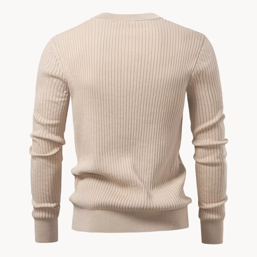 Hugo | Ribgebreide trui met ronde hals en knoopsluiting - Image 12